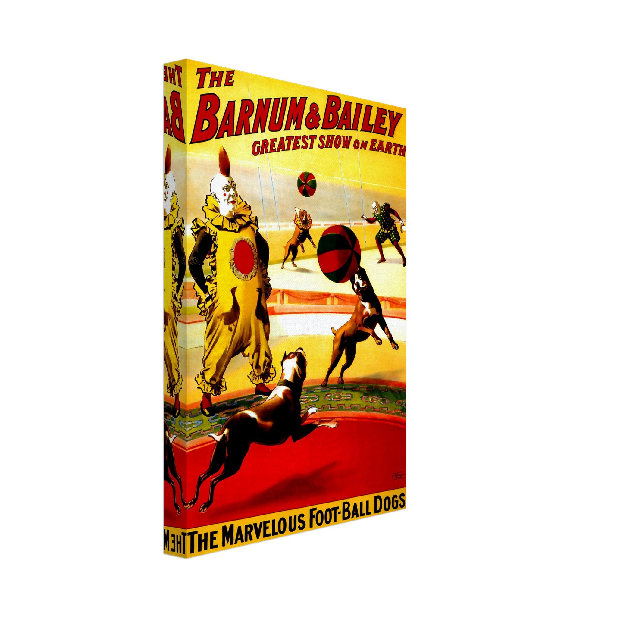 Vintage Circus Canvas, Barnum & Bailey Foot Ball Dogs, Greatest Show On Earth 1903. - WallArtPrints4U