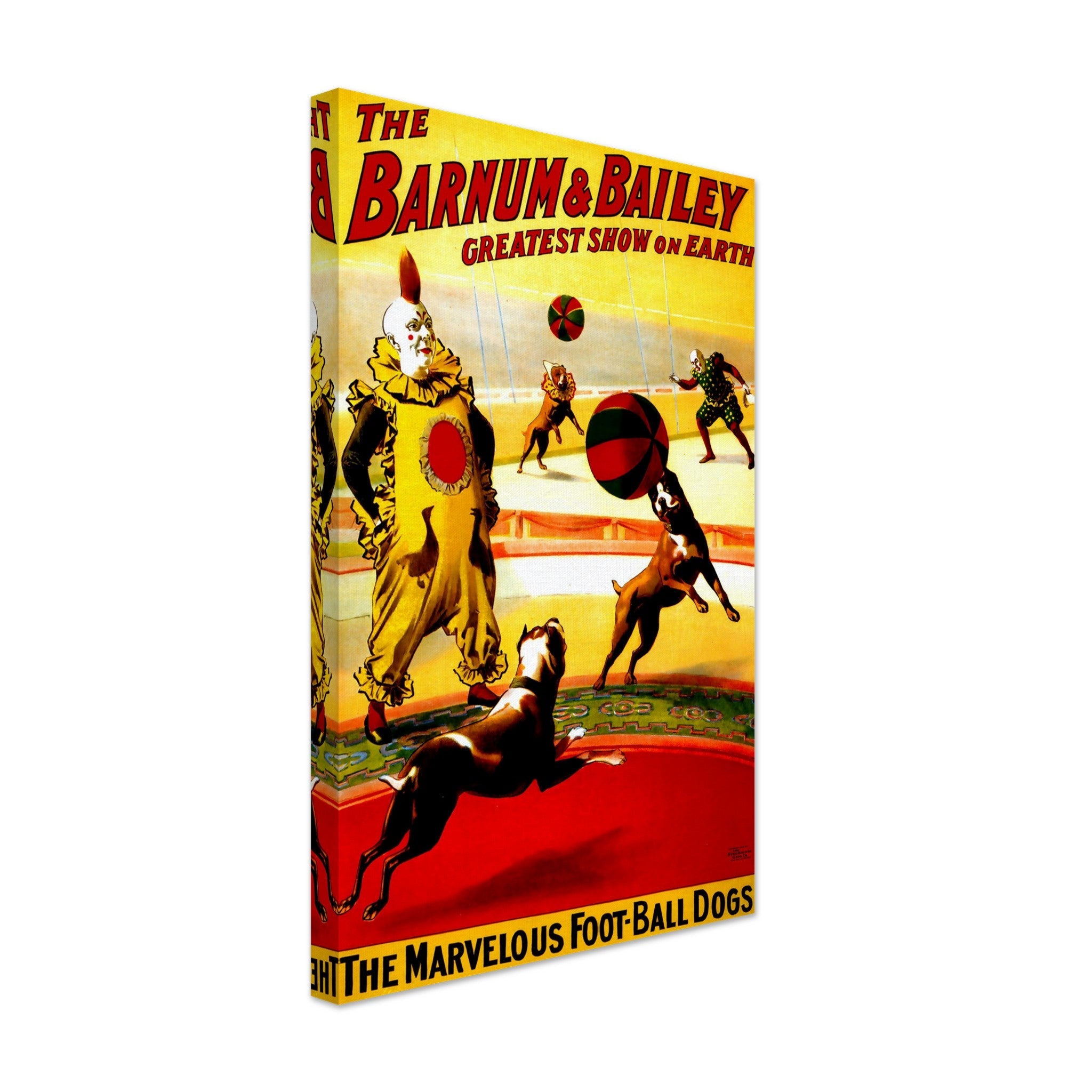 Vintage Circus Canvas, Barnum & Bailey Foot Ball Dogs, Greatest Show On Earth 1903. - WallArtPrints4U