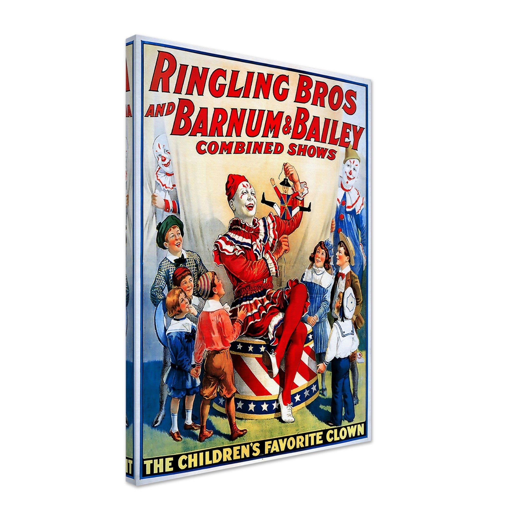 Vintage Circus Canvas, Clown Childrens Favorite, Ringling Bros. Barnum & Bailey - WallArtPrints4U