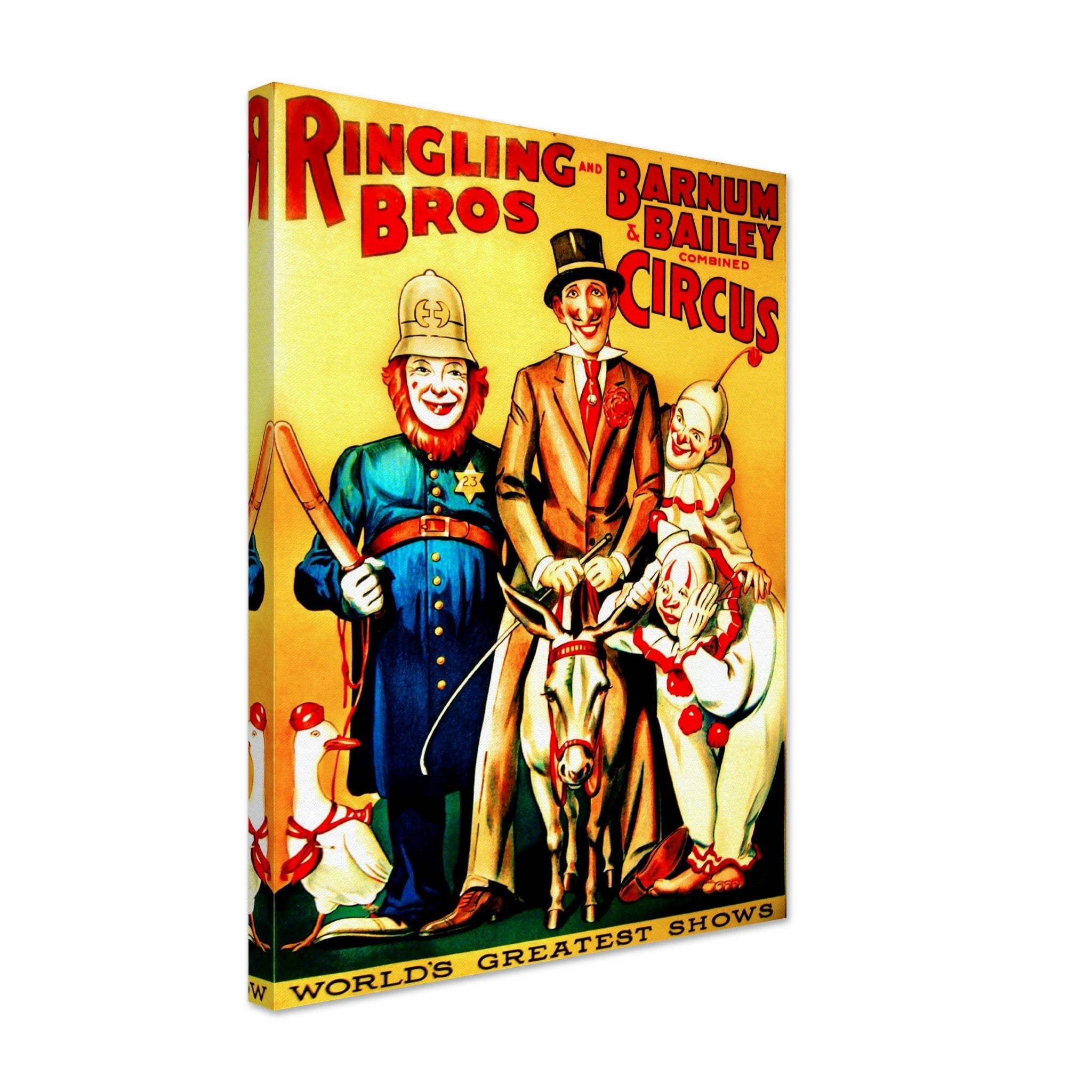 Vintage Circus Canvas, Clowns Combined Circus, Ringling Brothers, Barnum & Bailey, Circa 1919. - WallArtPrints4U