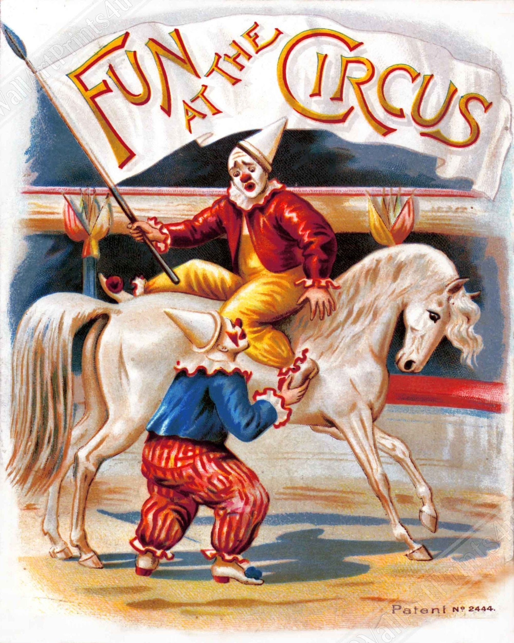 Vintage Circus Canvas, Fun At The Circus, Antique ReCanvas Print, Circa 1892. - WallArtPrints4U