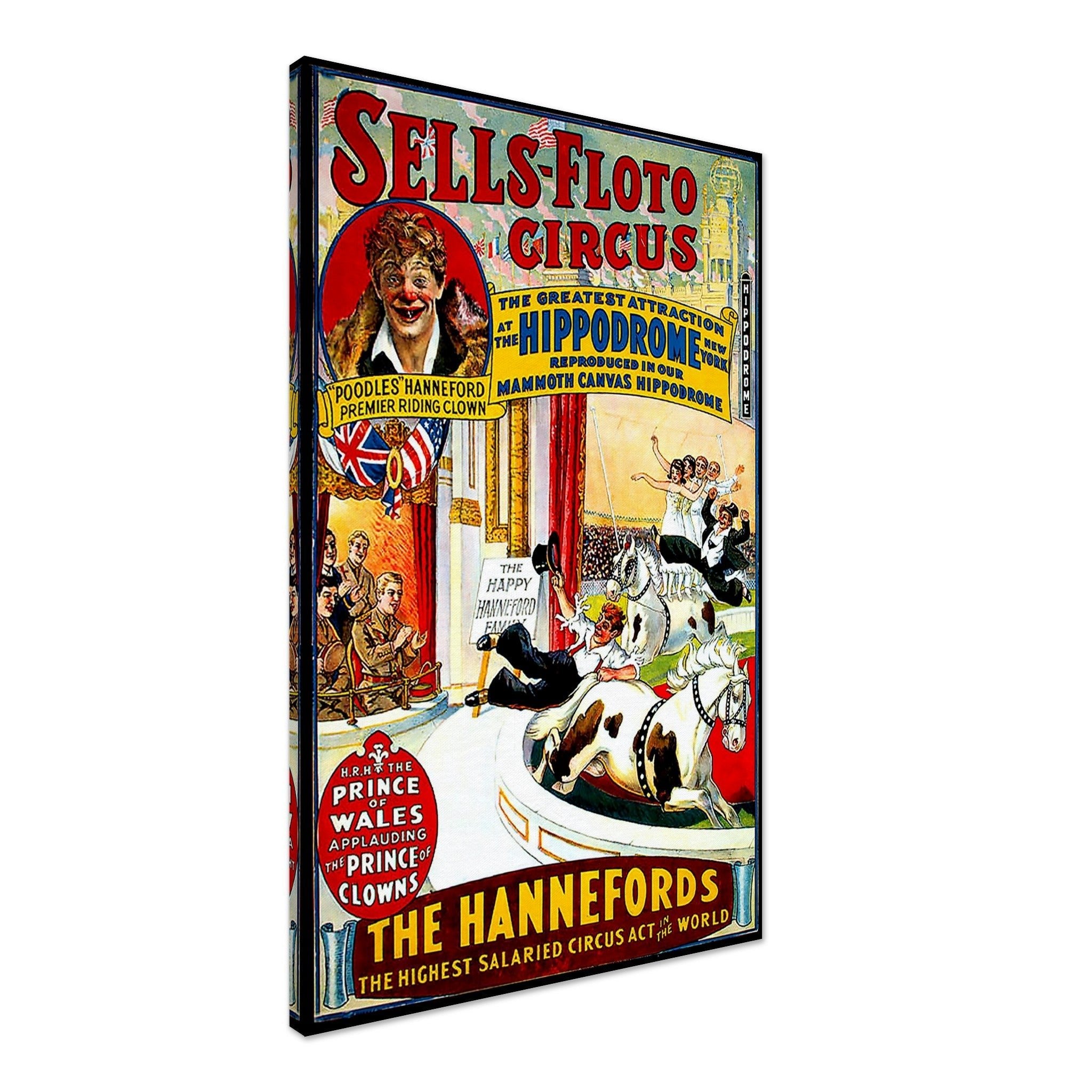 Vintage Circus Canvas, Sells Floto Circus, Hippodrome New York Circa 1900. - WallArtPrints4U