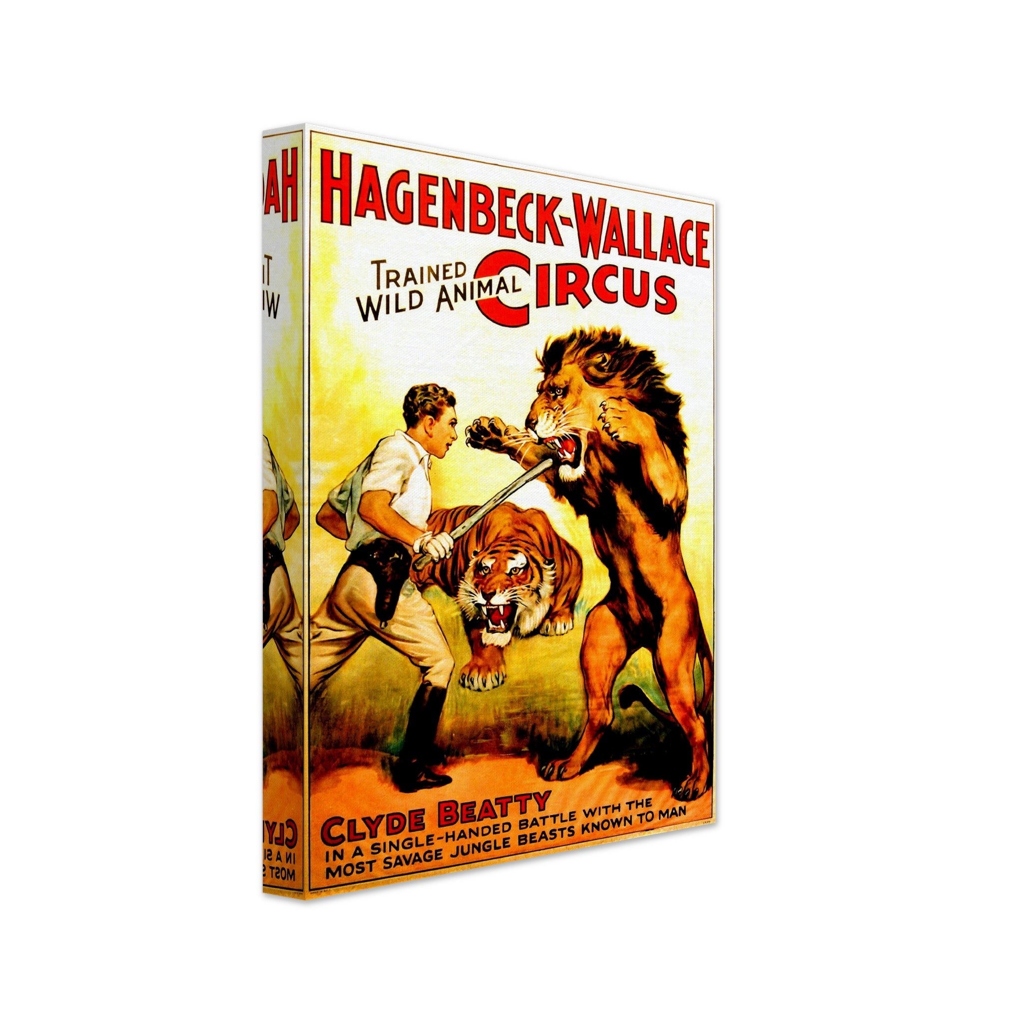 Vintage Circus Canvas, Trained Lion Circus, Clyde Beatty, Hagenbeck Wallace, Circa 1934. - WallArtPrints4U