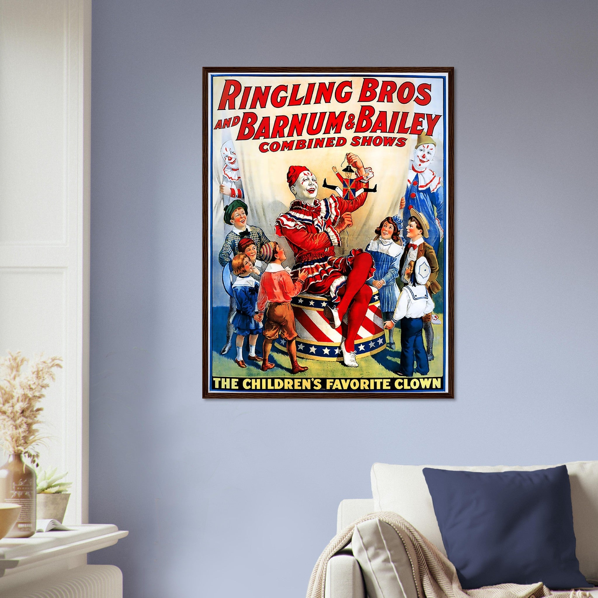 Vintage Circus Framed, Clown Childrens Favorite, Ringling Bros. Barnum & Bailey UK, EU USA Domestic Shipping - WallArtPrints4U