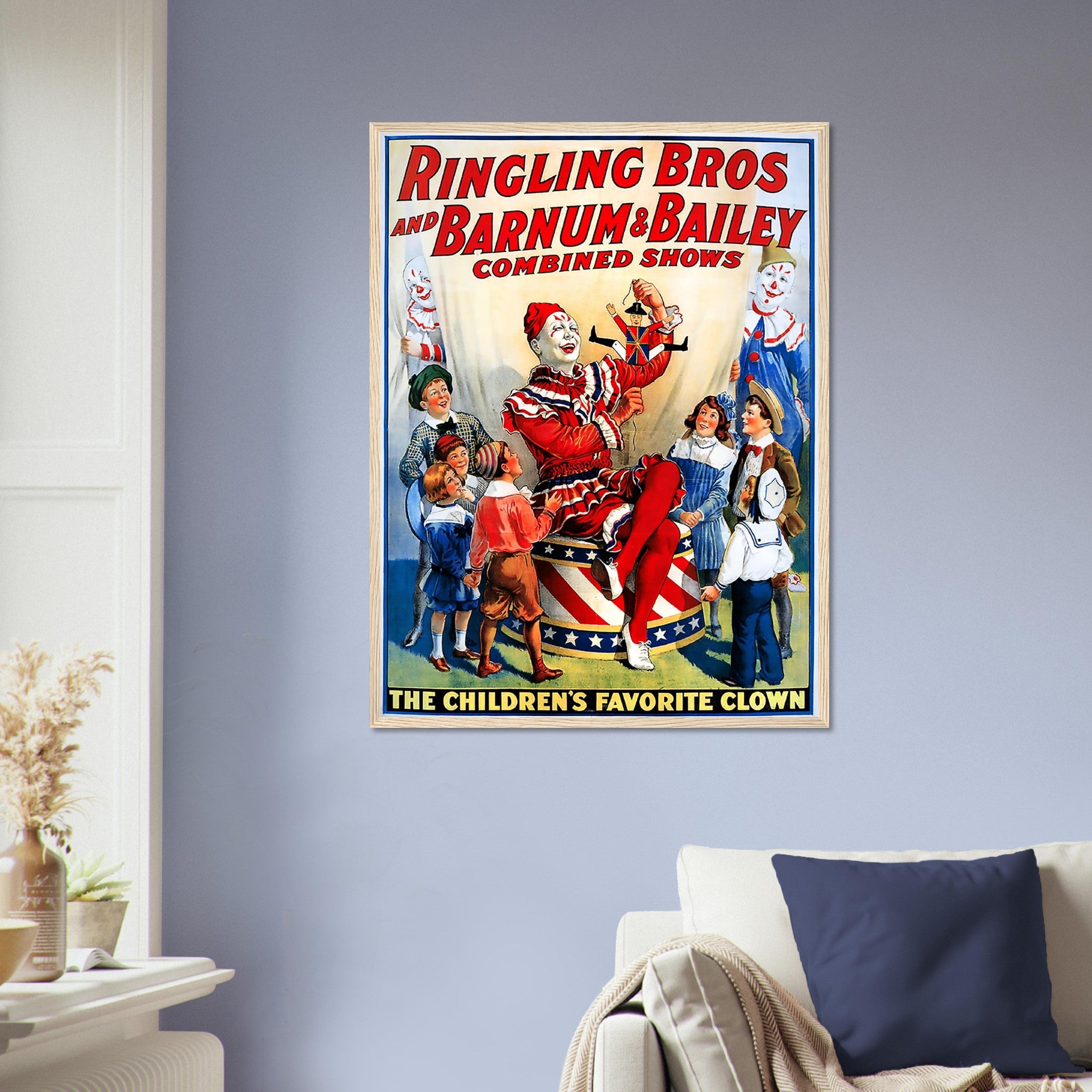 Vintage Circus Framed, Clown Childrens Favorite, Ringling Bros. Barnum & Bailey UK, EU USA Domestic Shipping - WallArtPrints4U