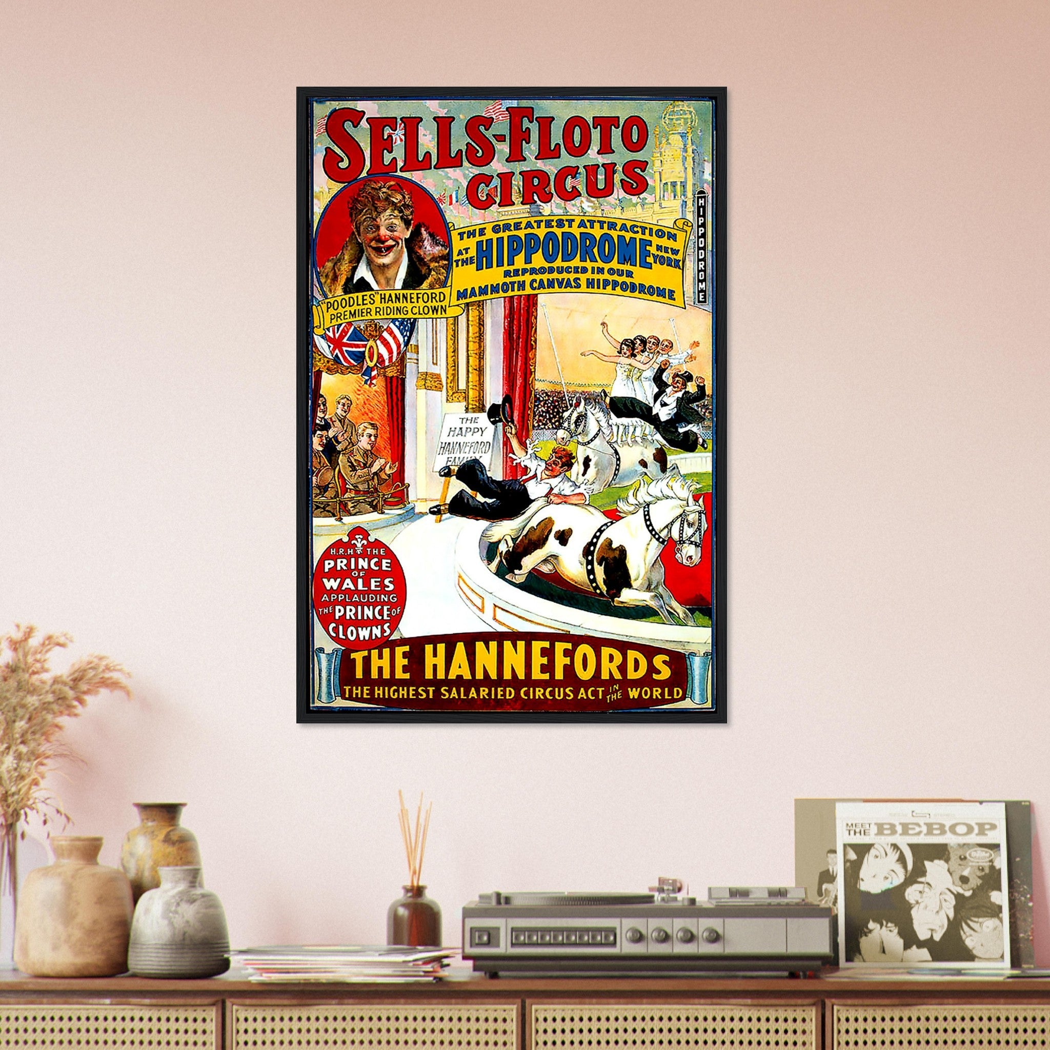 Vintage Circus Framed, Sells Floto Circus, Hippodrome New York Circa 1900. - WallArtPrints4U