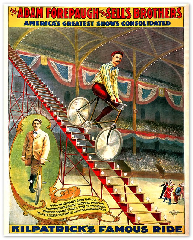 Vintage Circus Poster, Kilpatricks Cycle Ride, Sells Brothers, Americas Greatest Shows Circa 1900. - WallArtPrints4U