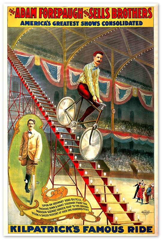 Vintage Circus Poster, Kilpatricks Cycle Ride, Sells Brothers, Americas Greatest Shows Circa 1900. - WallArtPrints4U