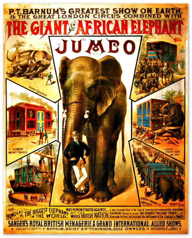 Vintage Circus Poster, Pt Barnum Giant Jumbo - Greatest Show On Earth Poster, 1888, Greatest Showman Movie - WallArtPrints4U