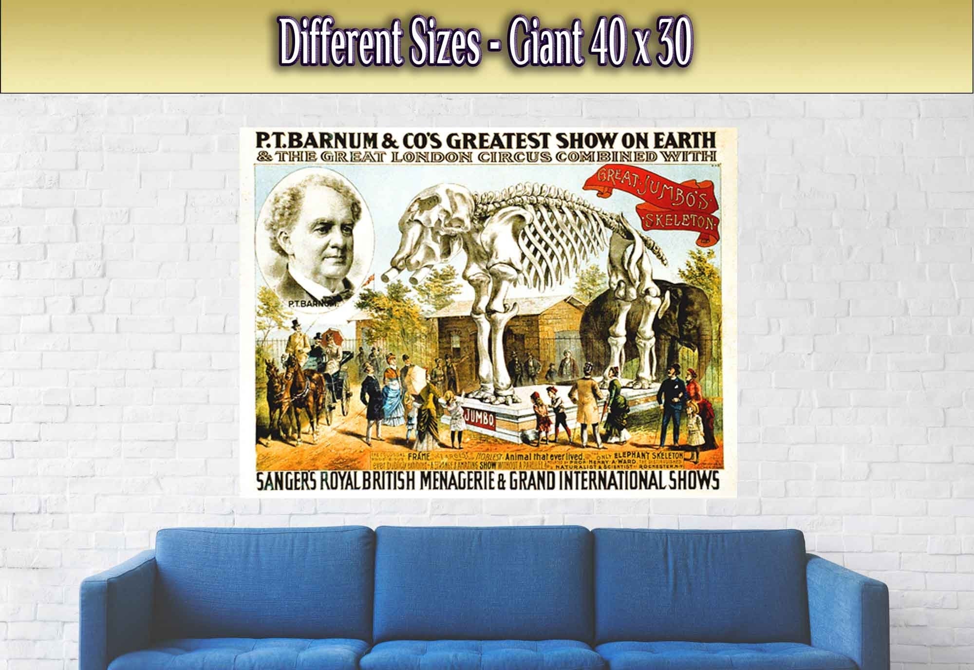 Vintage Circus Poster, Pt Barnum Greatest Show On Earth Poster, Real Poster From 1888, Greatest Showman Movie - WallArtPrints4U