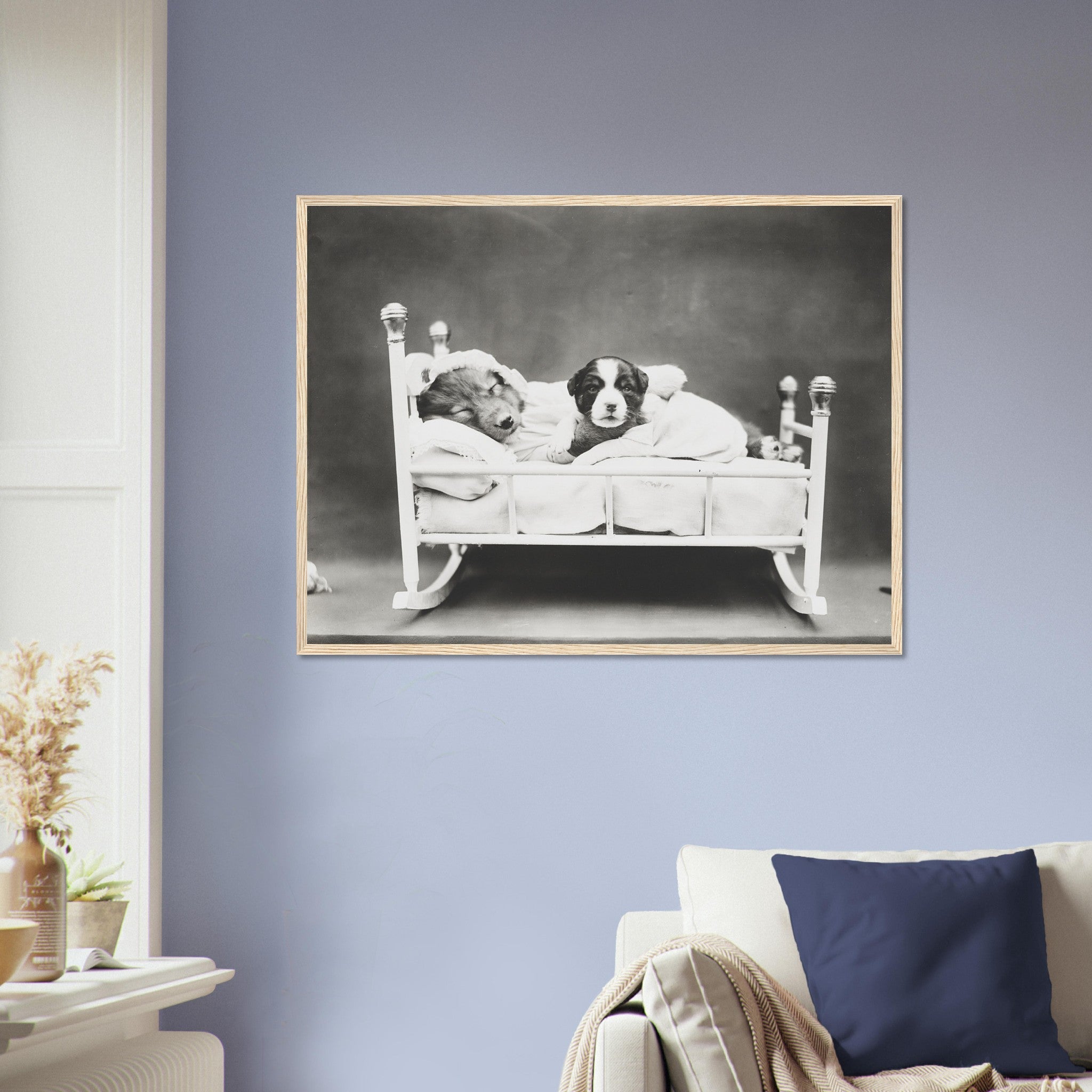 Vintage Cute Dog Framed Print Bedtime Puppy - Cute Puppy Framed Print - Vintage Dog Puppy Framed - WallArtPrints4U