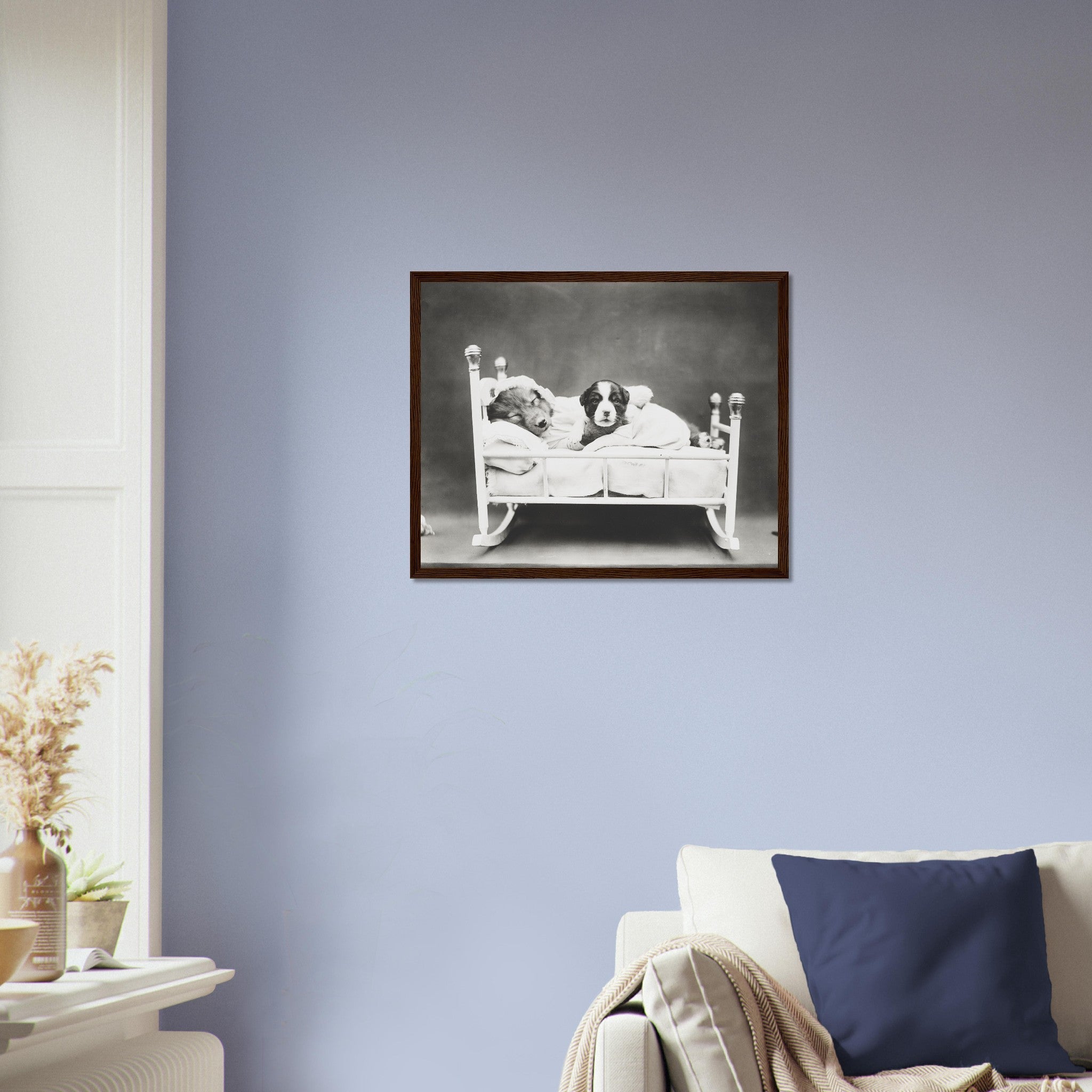 Vintage Cute Dog Framed Print Bedtime Puppy - Cute Puppy Framed Print - Vintage Dog Puppy Framed - WallArtPrints4U