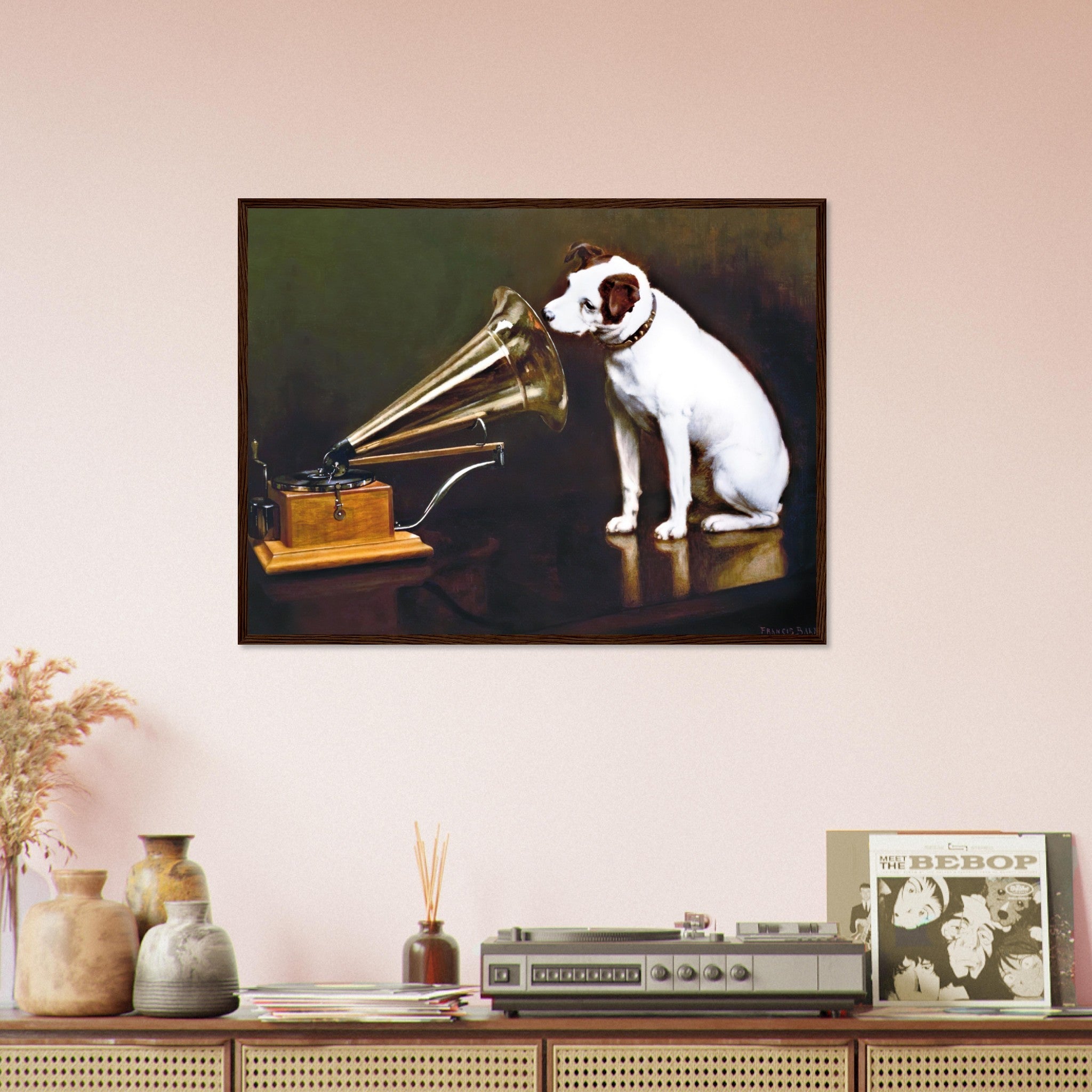 Vintage Dog Framed Nipper The Original HMV Dog 1898 Framed Print - WallArtPrints4U