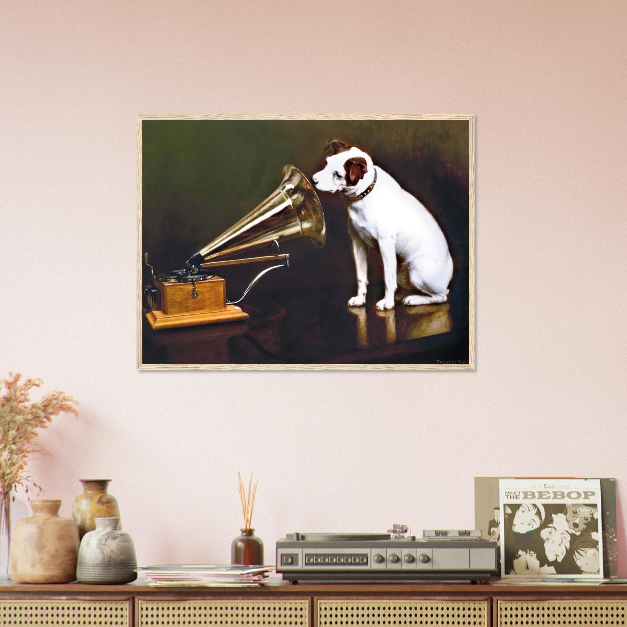 Vintage Dog Framed Nipper The Original HMV Dog 1898 Framed Print - WallArtPrints4U