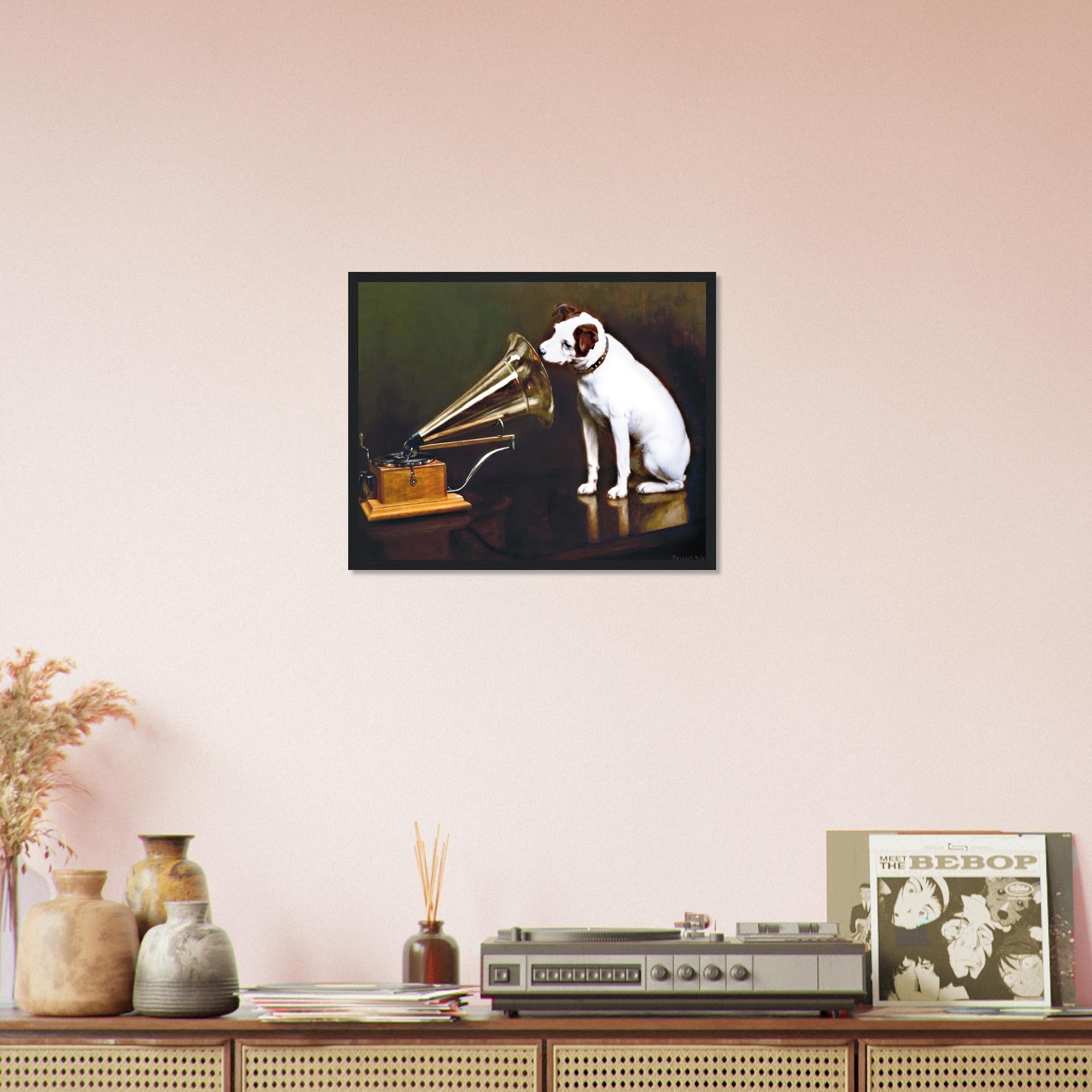 Vintage Dog Framed Nipper The Original HMV Dog 1898 Framed Print - WallArtPrints4U