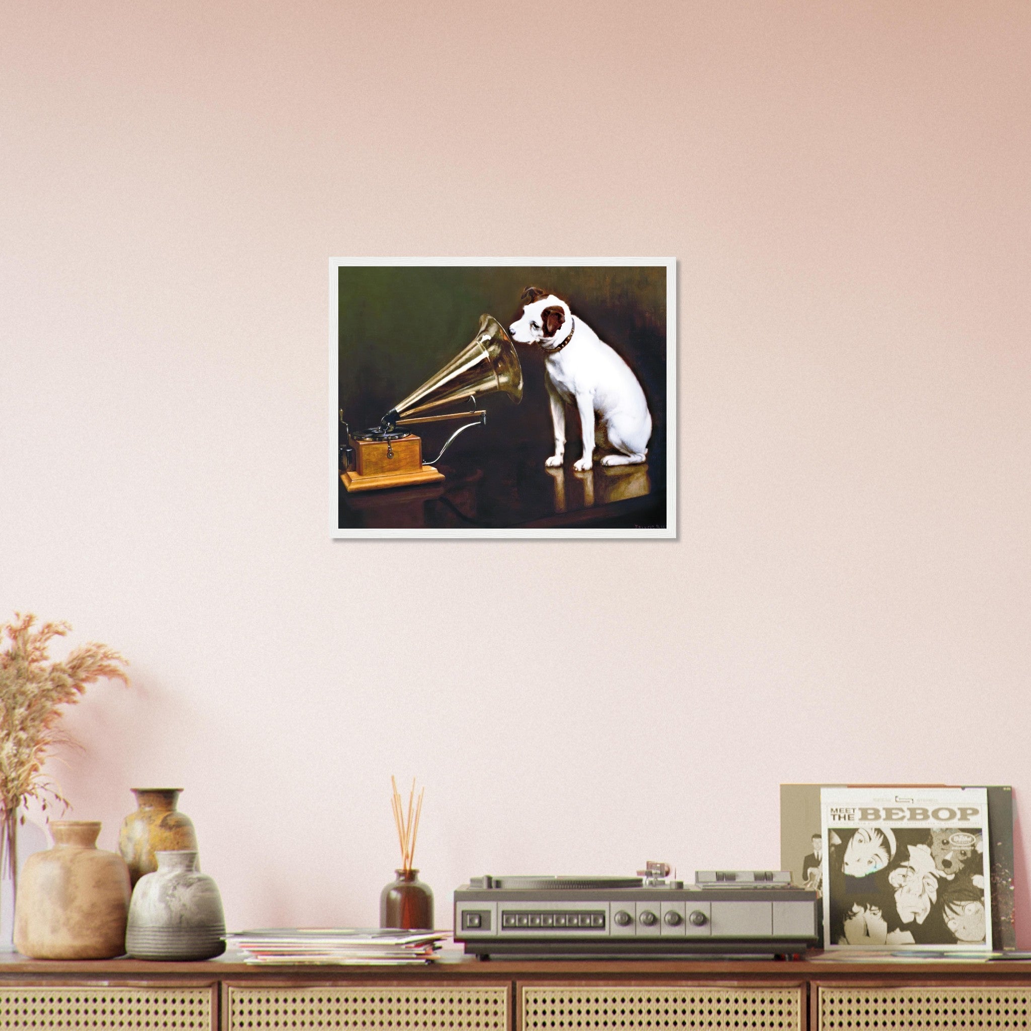 Vintage Dog Framed Nipper The Original HMV Dog 1898 Framed Print - WallArtPrints4U