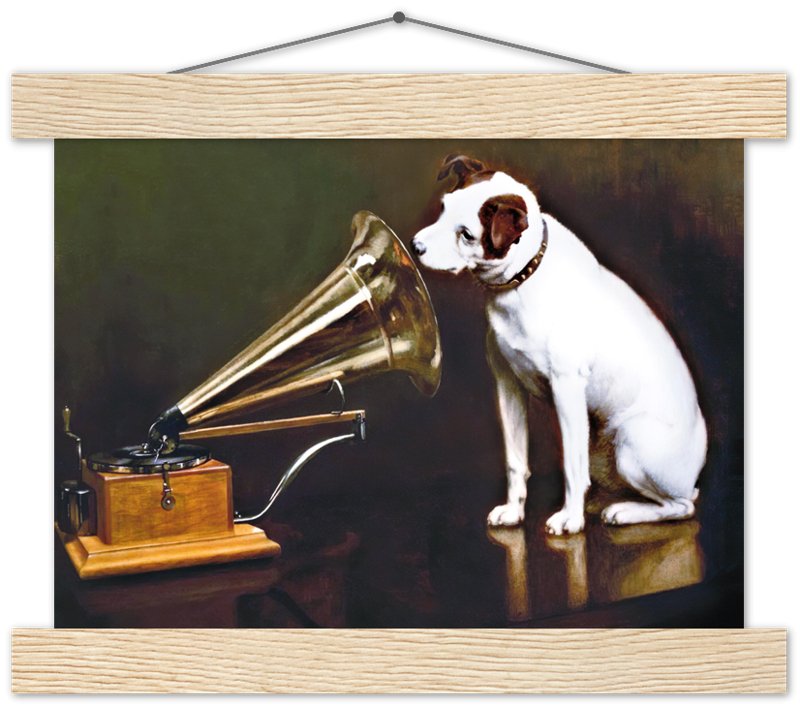Vintage Dog Poster Nipper The Original HMV Dog 1898 Poster Print - WallArtPrints4U