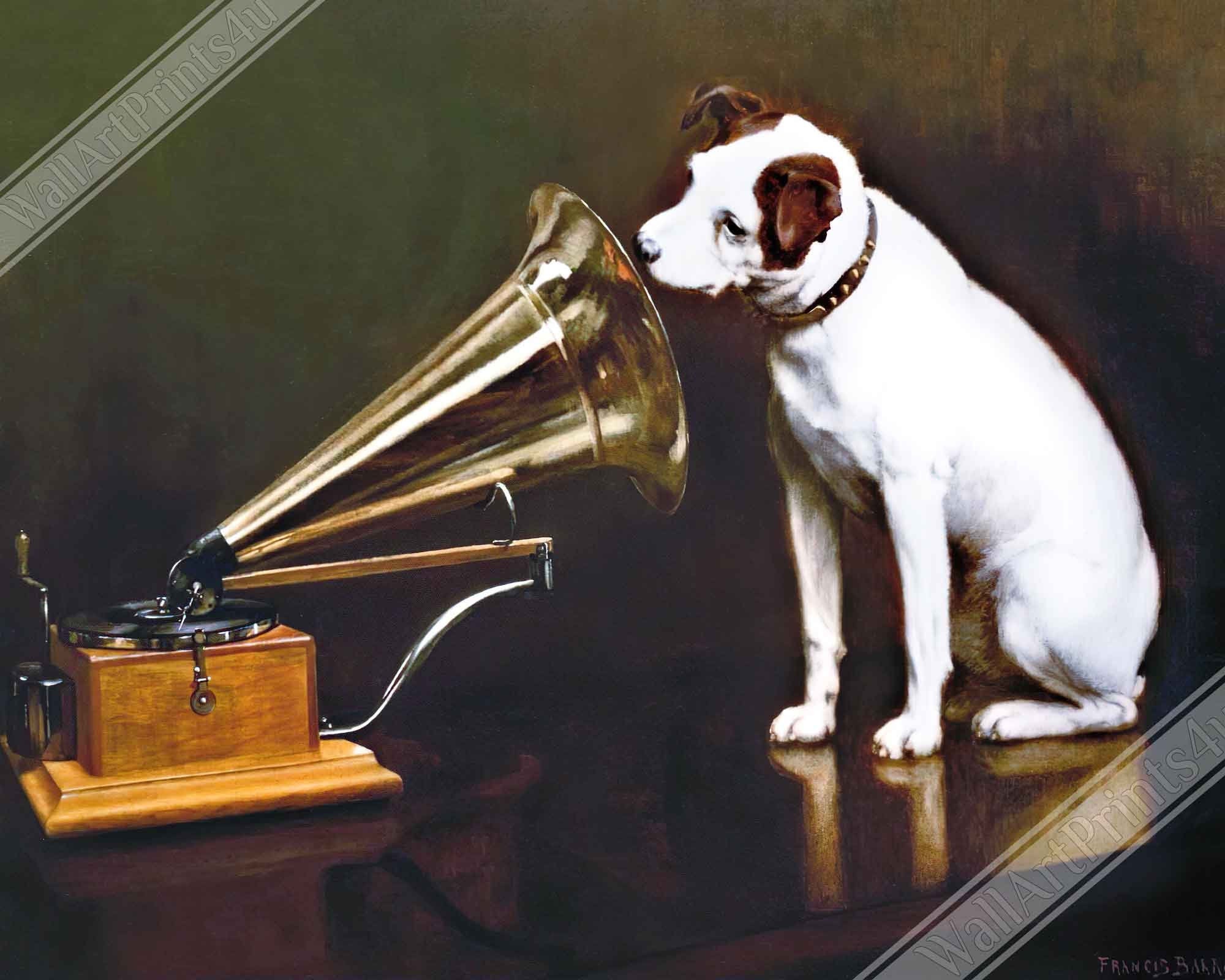 Vintage Dog Poster Nipper The Original HMV Dog 1898 Poster Print - WallArtPrints4U