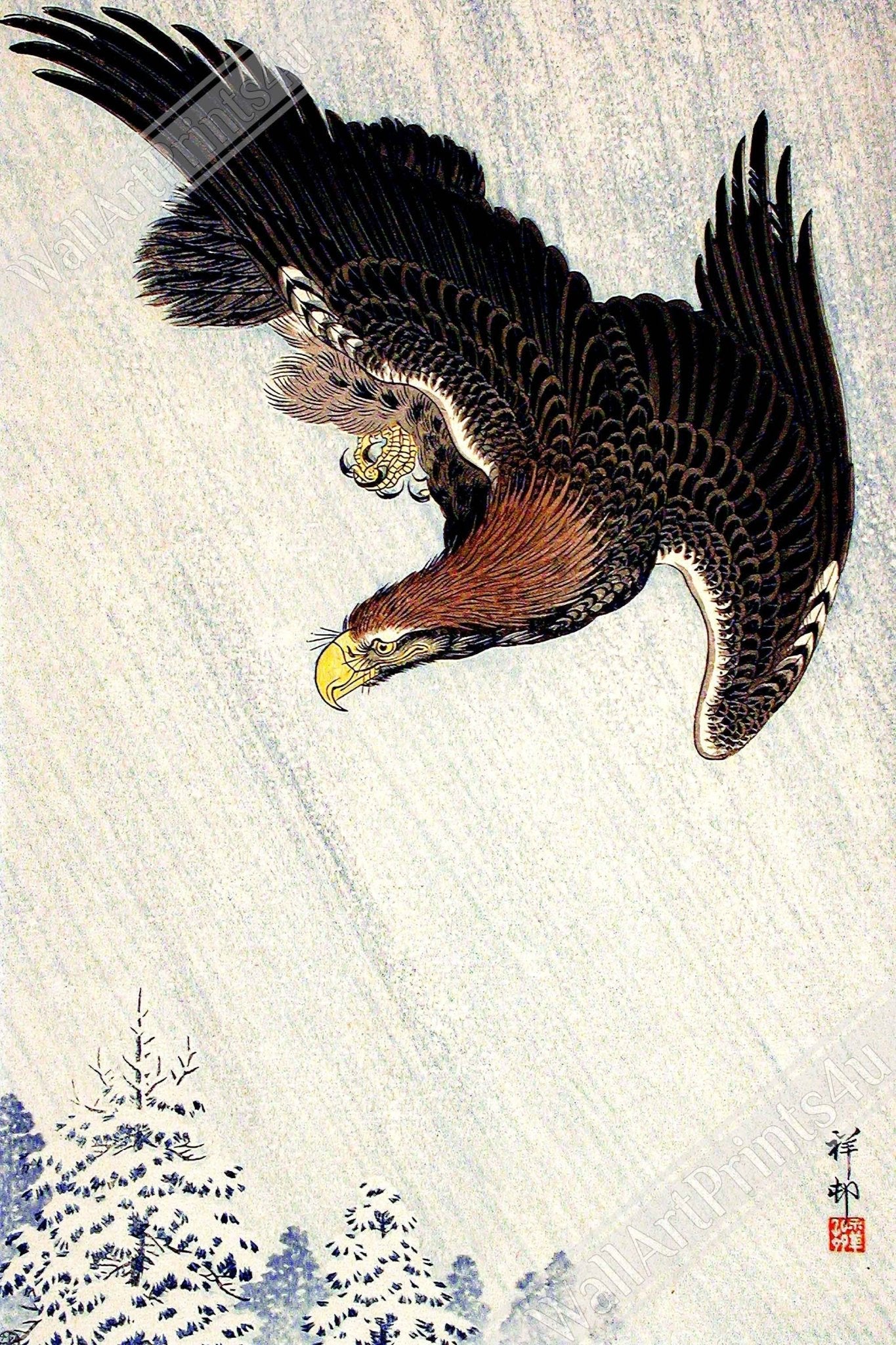 Vintage Eagle Canvas Print, Ohara Koson, Japanese Eagle Art - Vintage Eagle Canvas Print Canvas - WallArtPrints4U