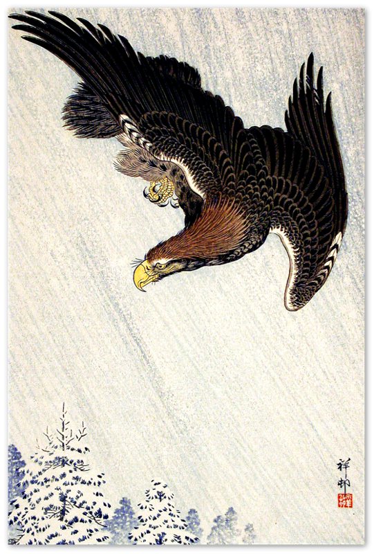 Vintage Eagle Poster Print, Ohara Koson, Japanese Eagle Art - Vintage Eagle Print Poster - WallArtPrints4U