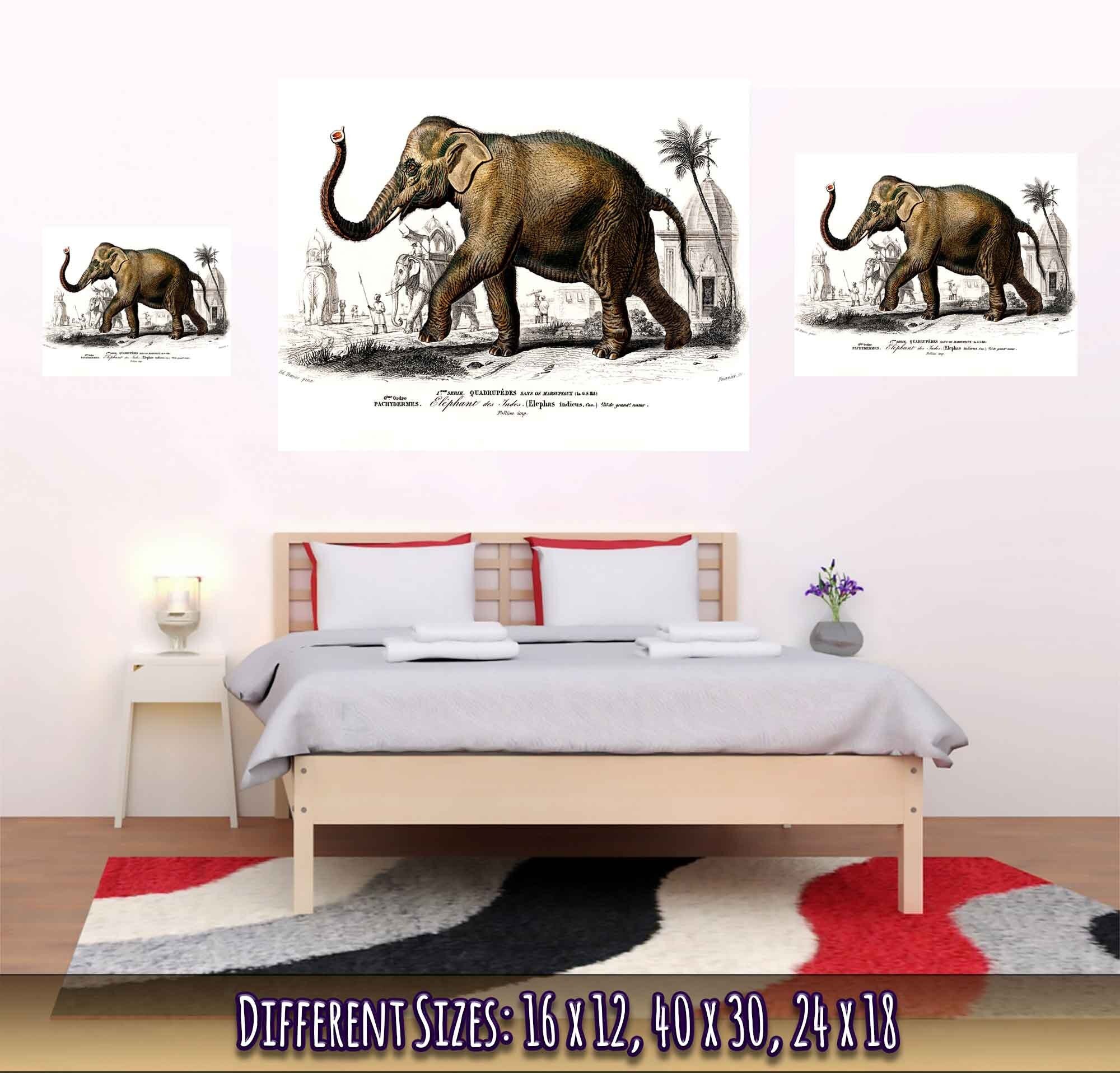 Vintage Elephant Poster, Charles Dessalines, Vintage Asiatic Elephant Art - Vintage Elephant Print - WallArtPrints4U