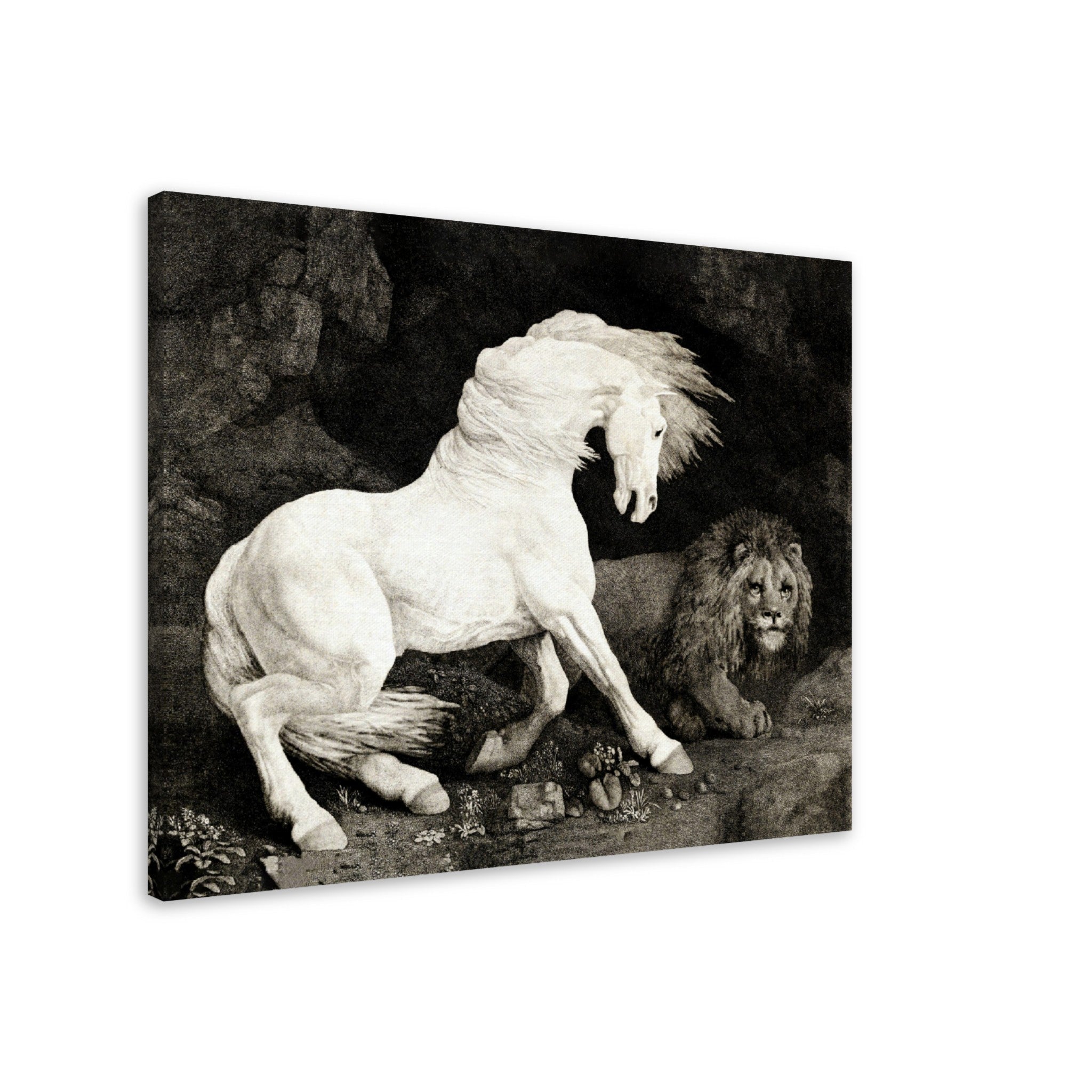 Vintage Frightened Horse Canvas Print, A Horse Affrighted By A Lion - George Stubbs - WallArtPrints4U