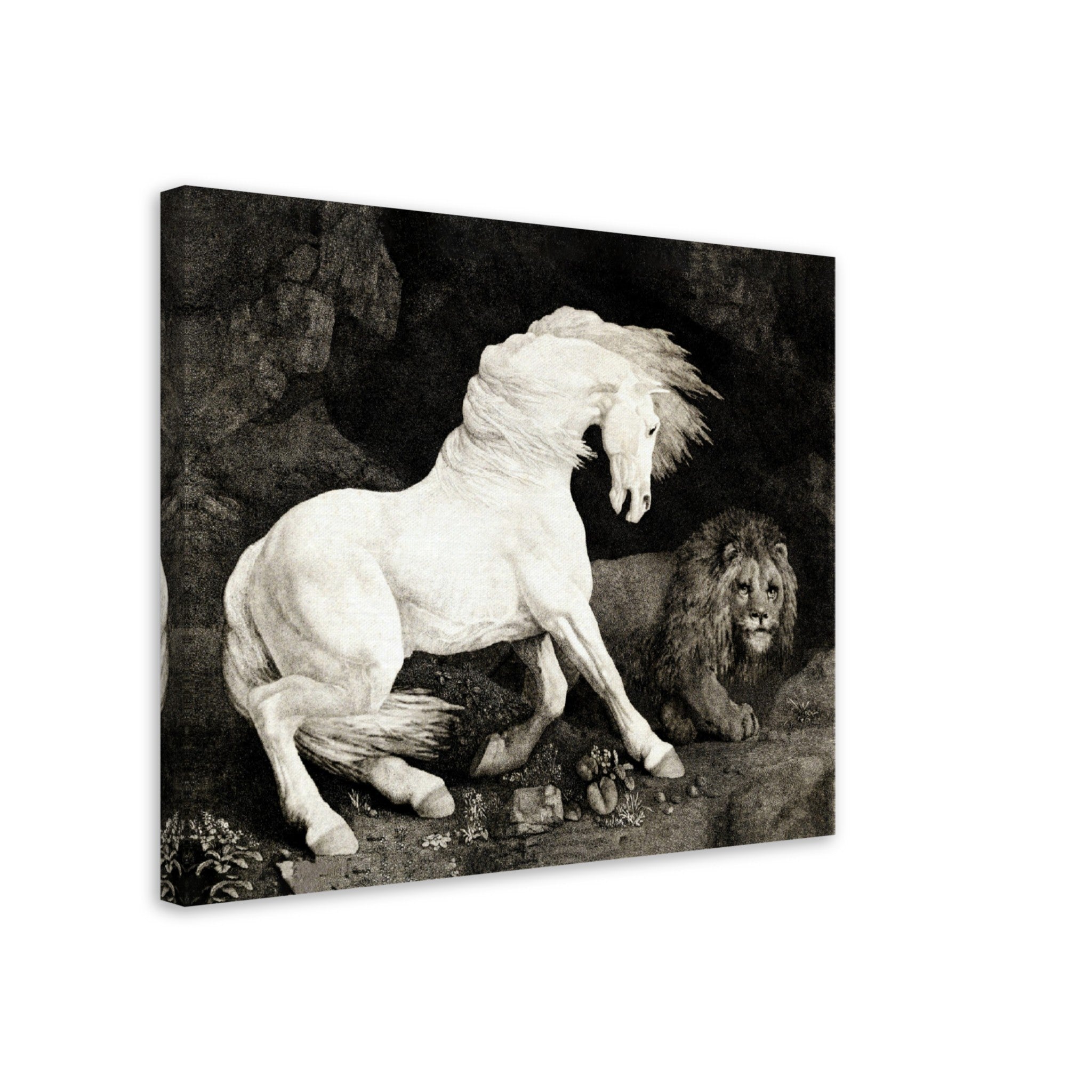 Vintage Frightened Horse Canvas Print, A Horse Affrighted By A Lion - George Stubbs - WallArtPrints4U