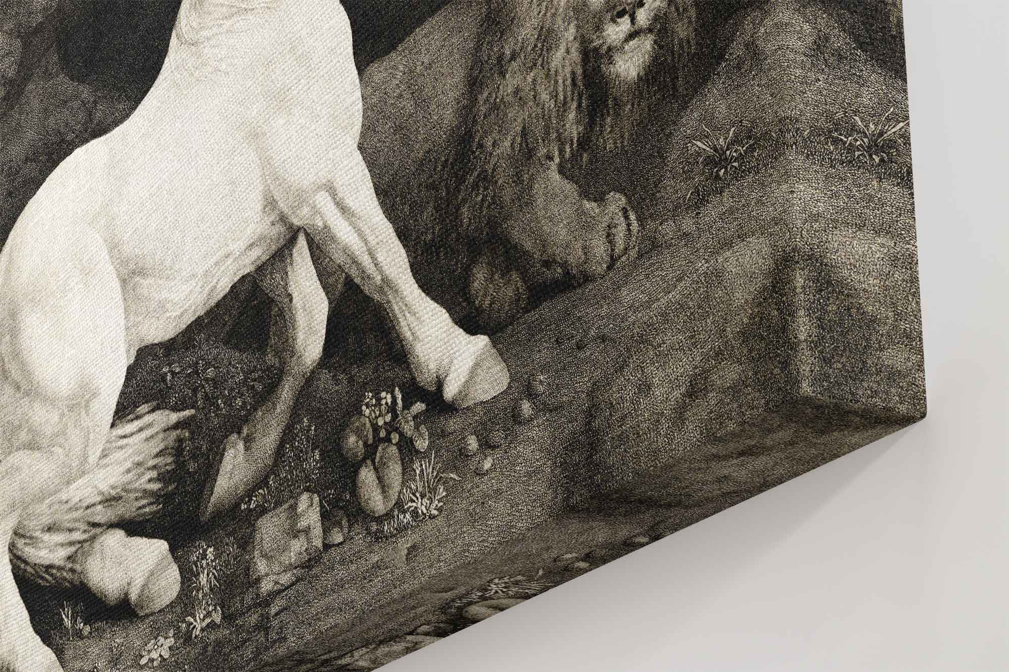 Vintage Frightened Horse Canvas Print, A Horse Affrighted By A Lion - George Stubbs - WallArtPrints4U