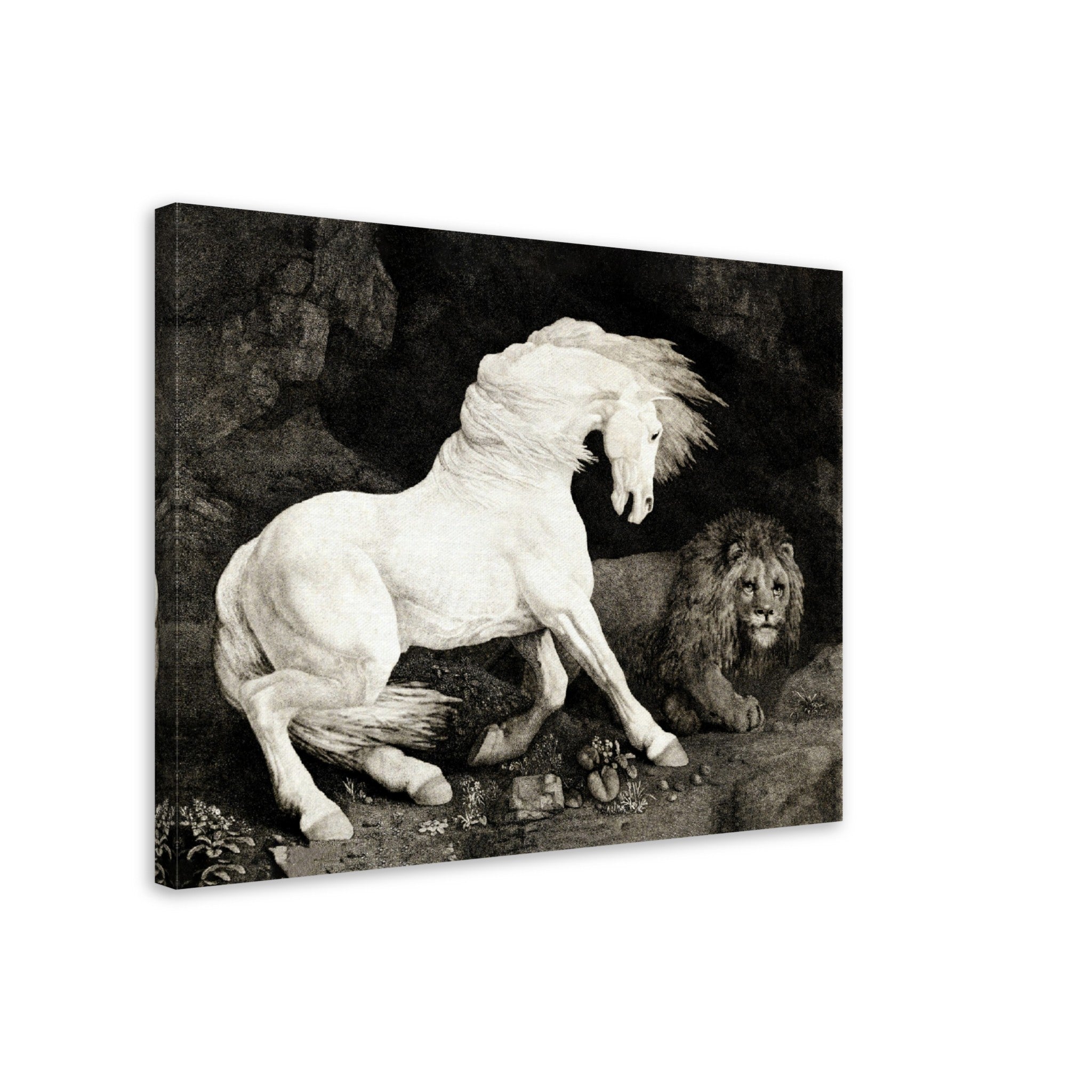 Vintage Frightened Horse Canvas Print, A Horse Affrighted By A Lion - George Stubbs - WallArtPrints4U