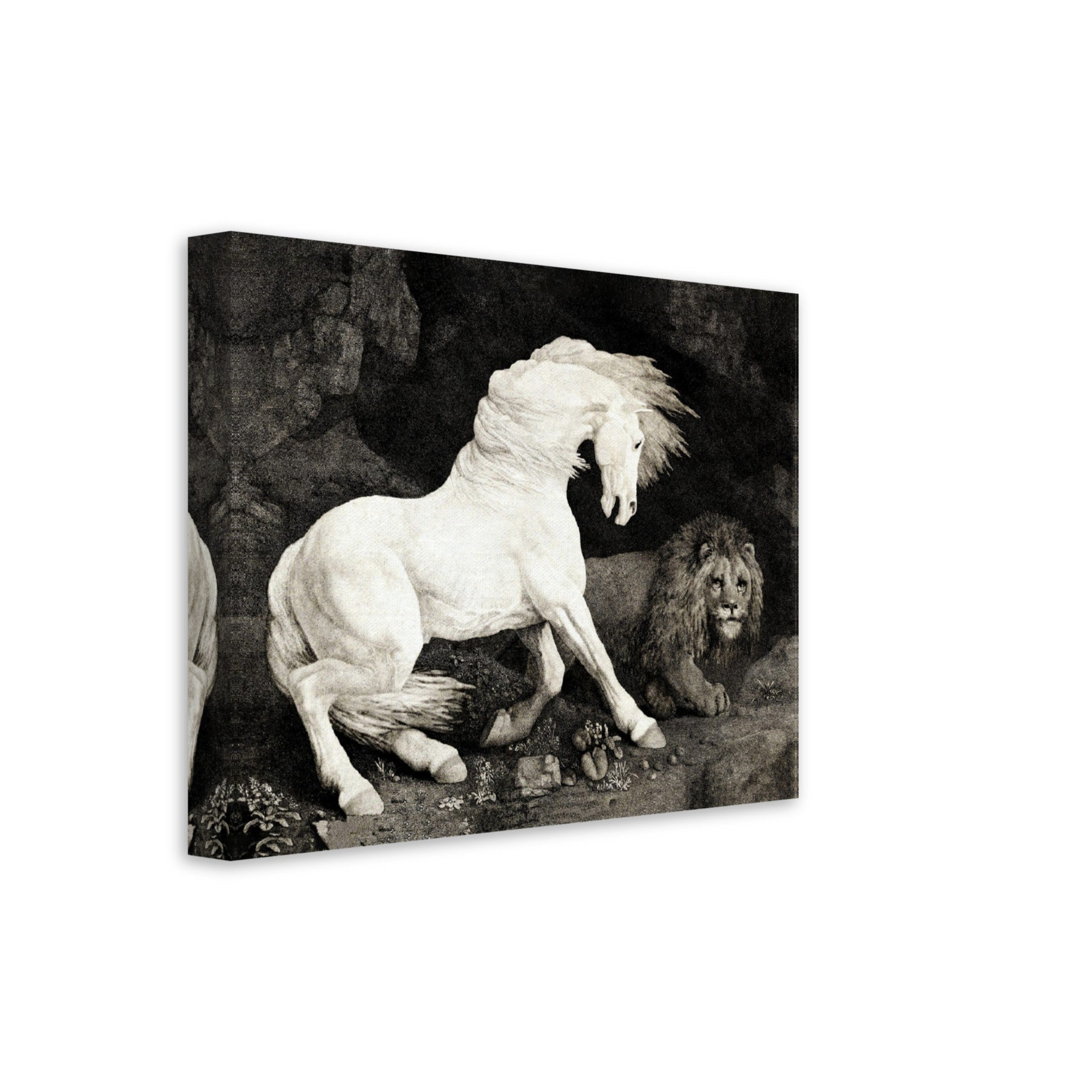 Vintage Frightened Horse Canvas Print, A Horse Affrighted By A Lion - George Stubbs - WallArtPrints4U