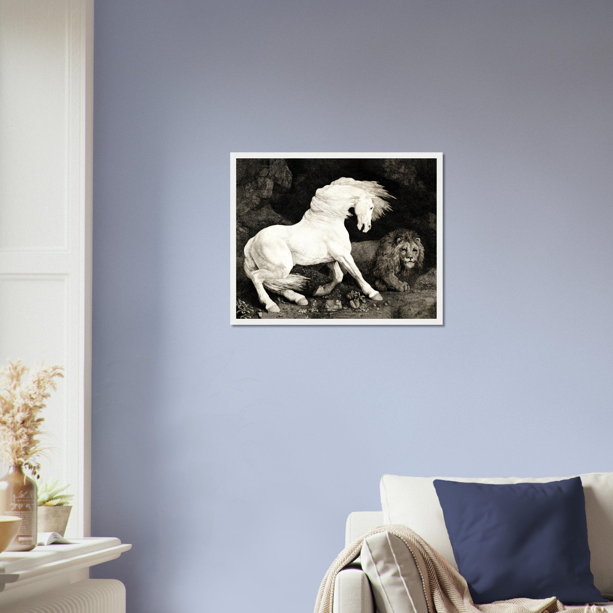 Vintage Frightened Horse Framed Print, A Horse Affrighted By A Lion - George Stubbs - WallArtPrints4U