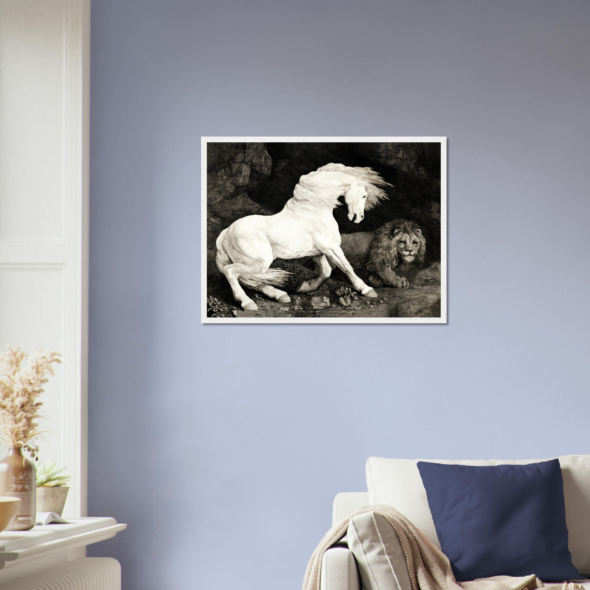 Vintage Frightened Horse Framed Print, A Horse Affrighted By A Lion - George Stubbs - WallArtPrints4U