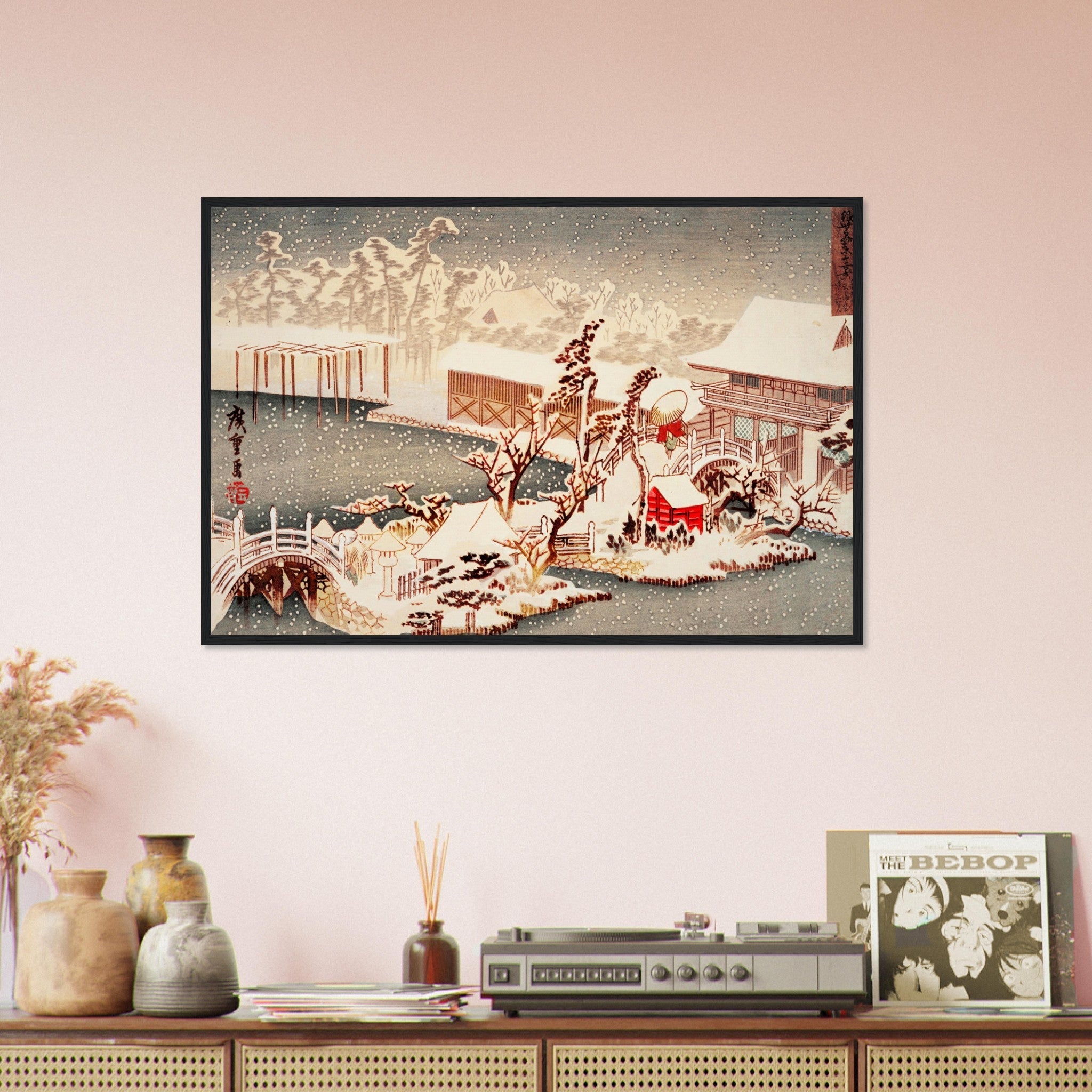 Vintage Hiroshige Framed - Hiroshige Christmas Winter, Vintage Christmas Framed Print - WallArtPrints4U