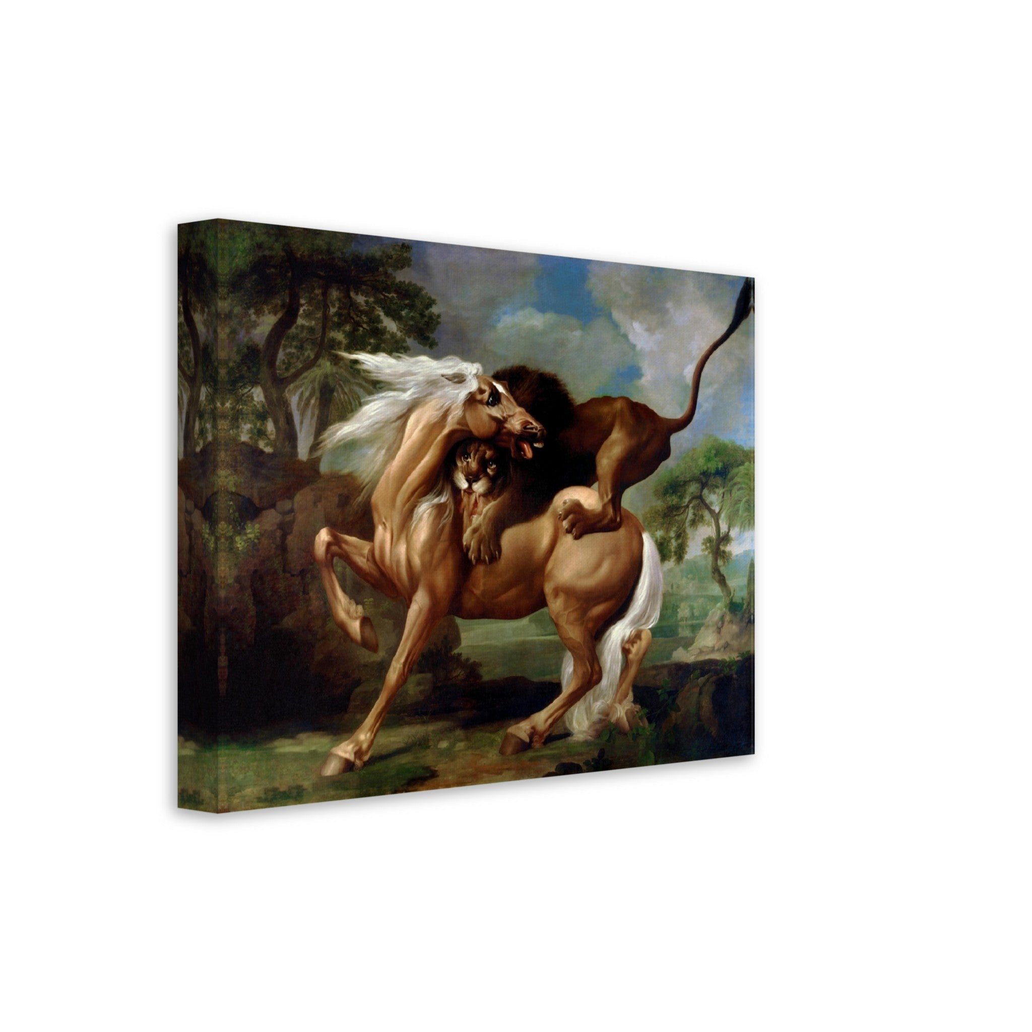 Vintage Lion Attacks Horse Canvas Print, A Lion Attacking A Horse - George Stubbs - WallArtPrints4U