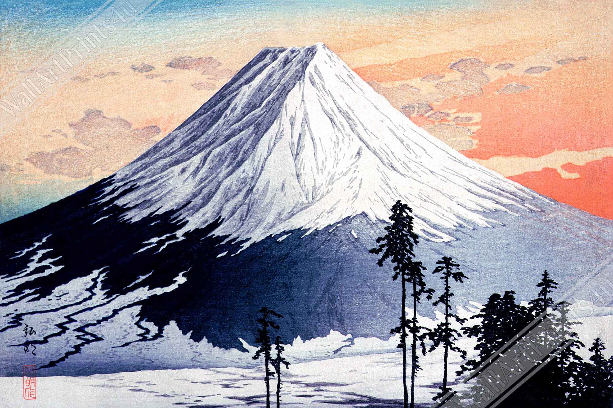 Vintage Mountain Framed Print, Mount Fuji Framed 1929 Hiroaki Takahashi - WallArtPrints4U