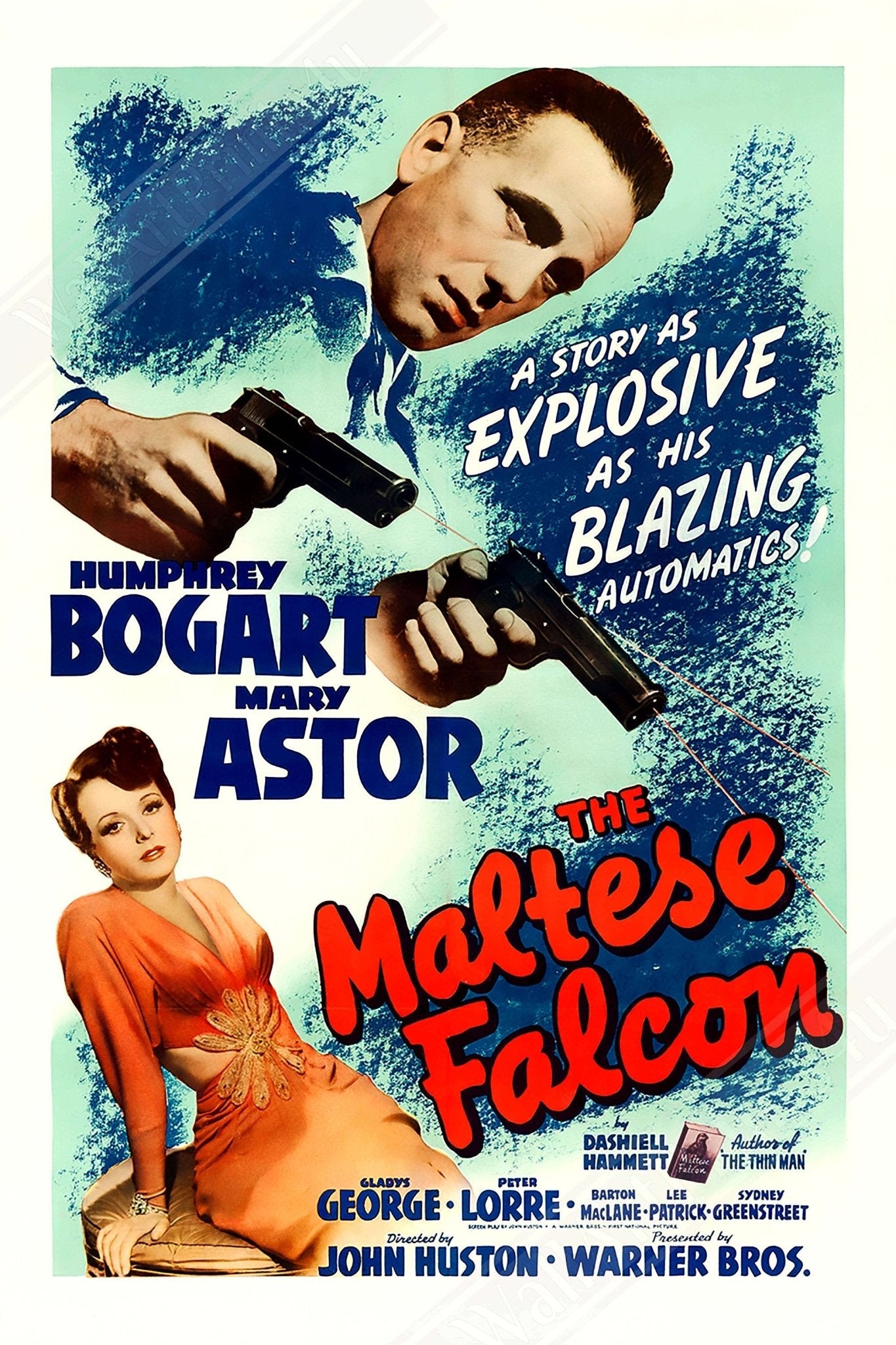 Vintage Movie Canvas, The Maltese Falcon - Vintage 1941 Canvas Movie Art - Humphrey Bogart - Mary Astor - WallArtPrints4U