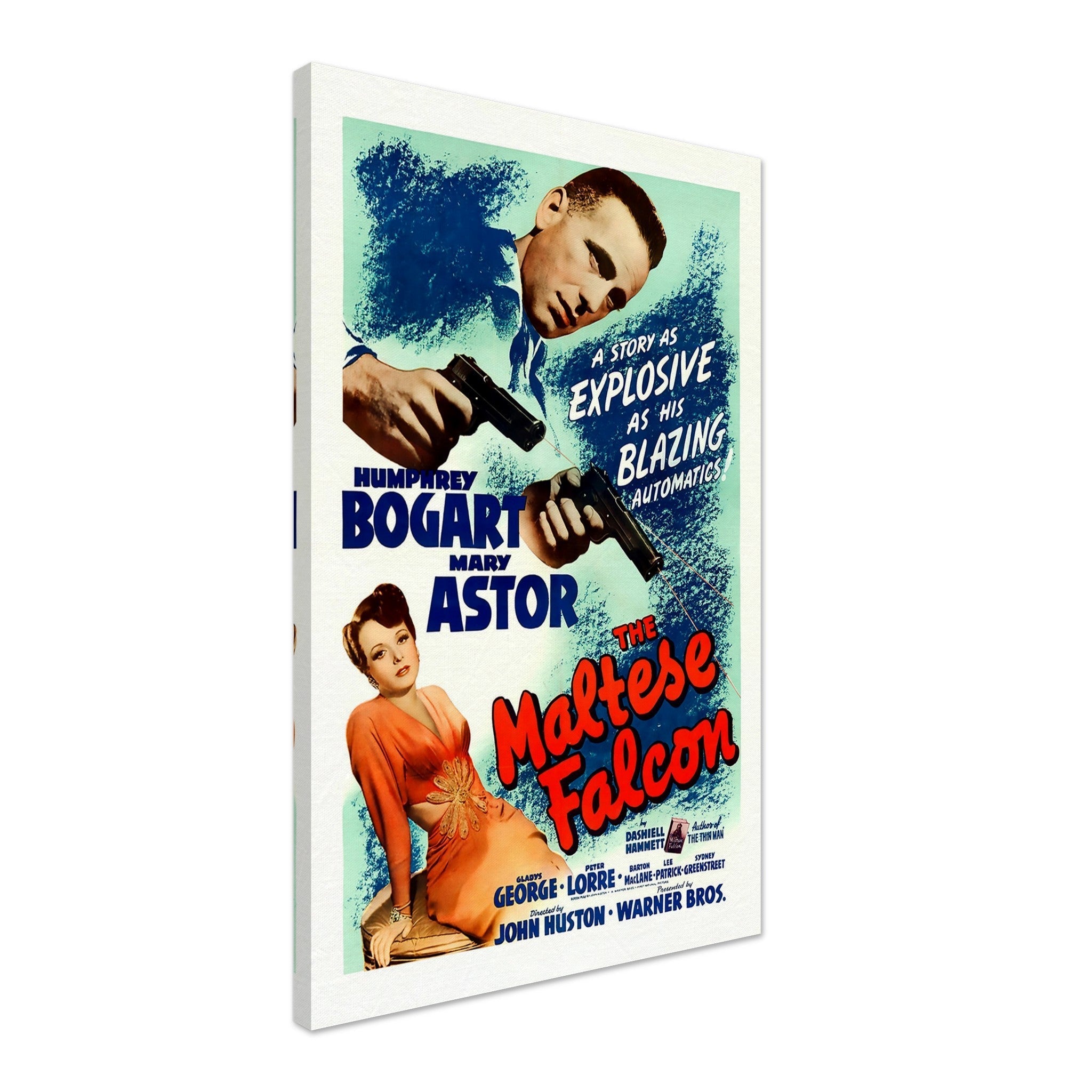 Vintage Movie Canvas, The Maltese Falcon - Vintage 1941 Canvas Movie Art - Humphrey Bogart - Mary Astor - WallArtPrints4U