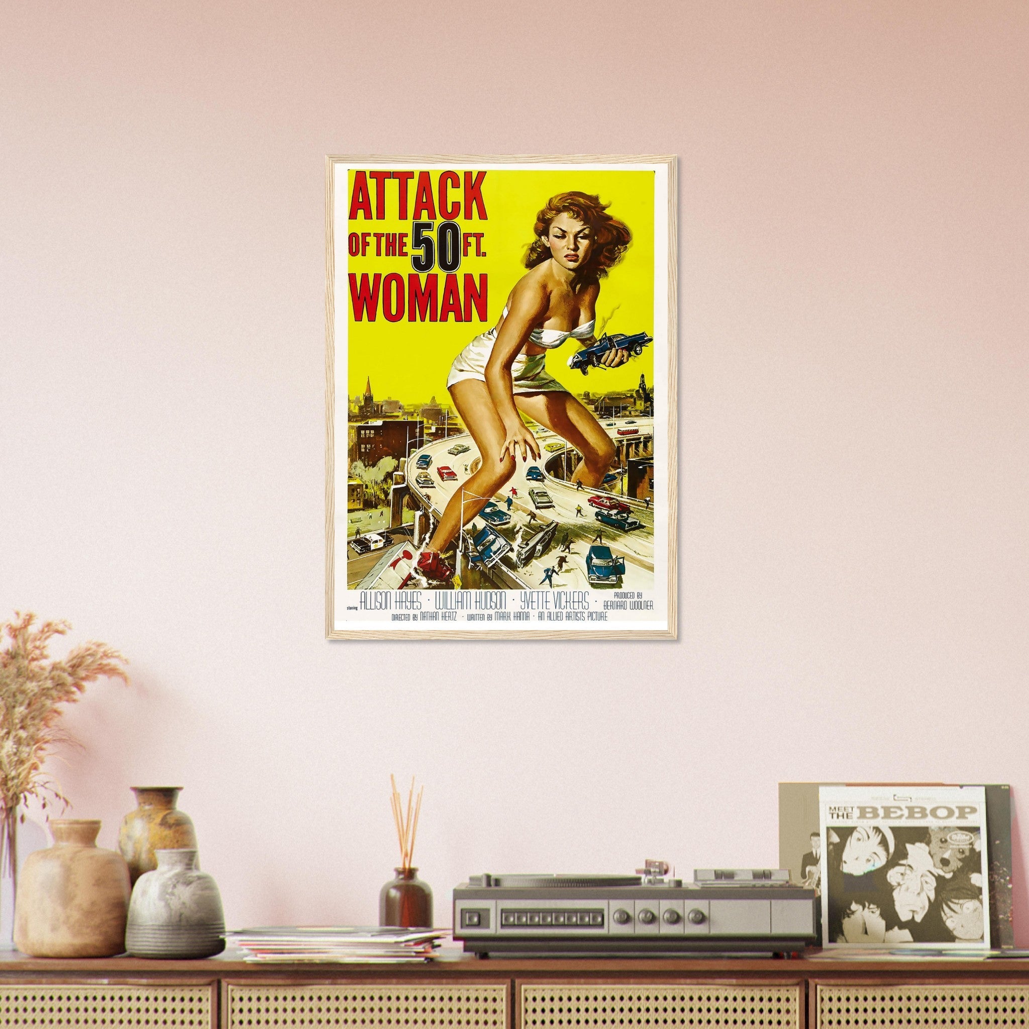 Vintage Movie Framed, Attack Of The 50ft Woman - Vintage 1958 Framed Original Movie Art - Alison Hayes, William Hudson - WallArtPrints4U