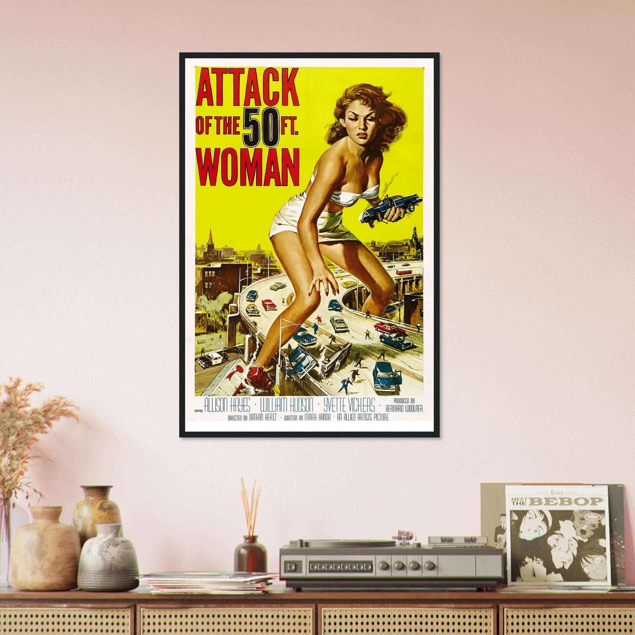 Vintage Movie Framed, Attack Of The 50ft Woman - Vintage 1958 Framed Original Movie Art - Alison Hayes, William Hudson - WallArtPrints4U