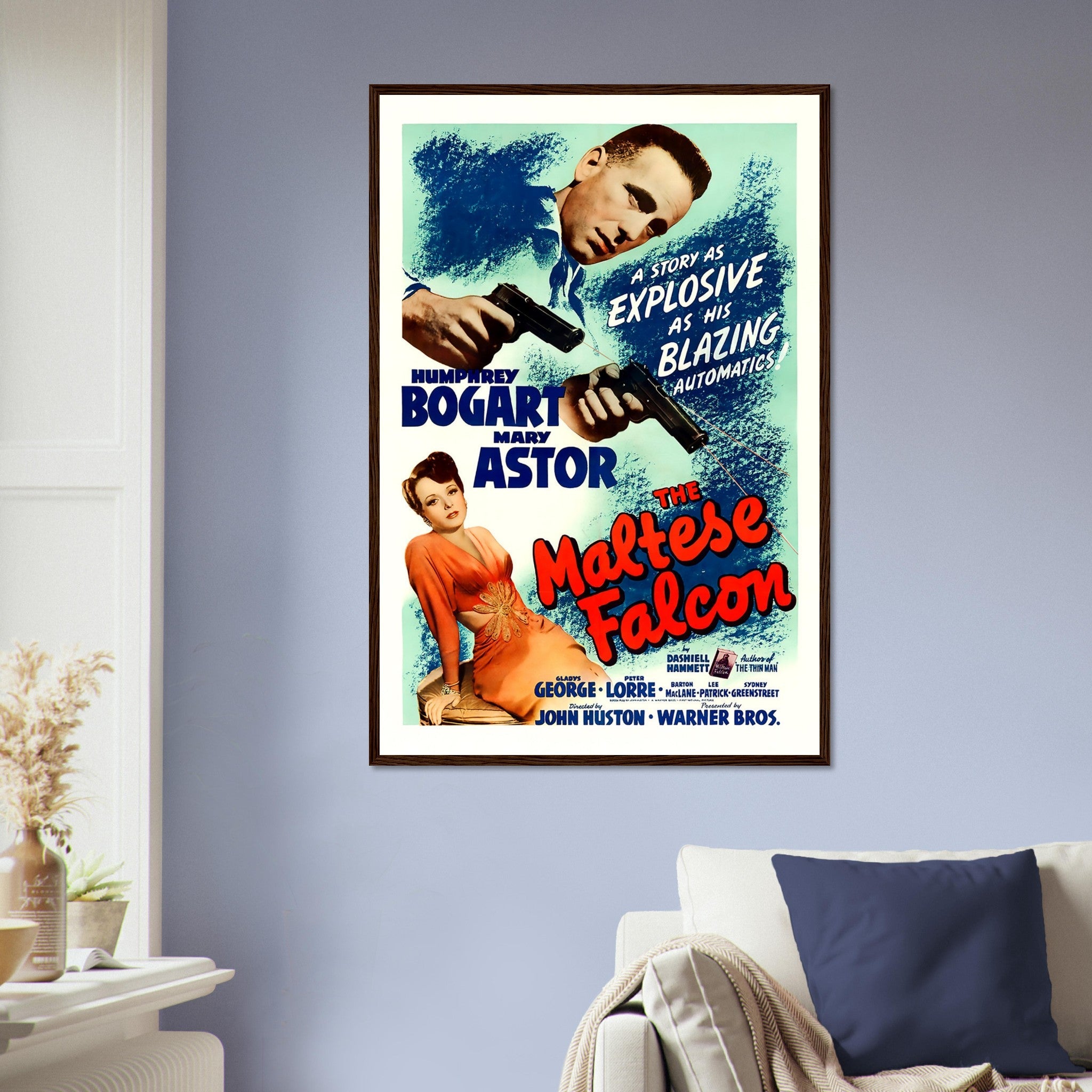 Vintage Movie Framed, The Maltese Falcon - Vintage 1941 Framed Movie Art - Humphrey Bogart - Mary Astor - WallArtPrints4U