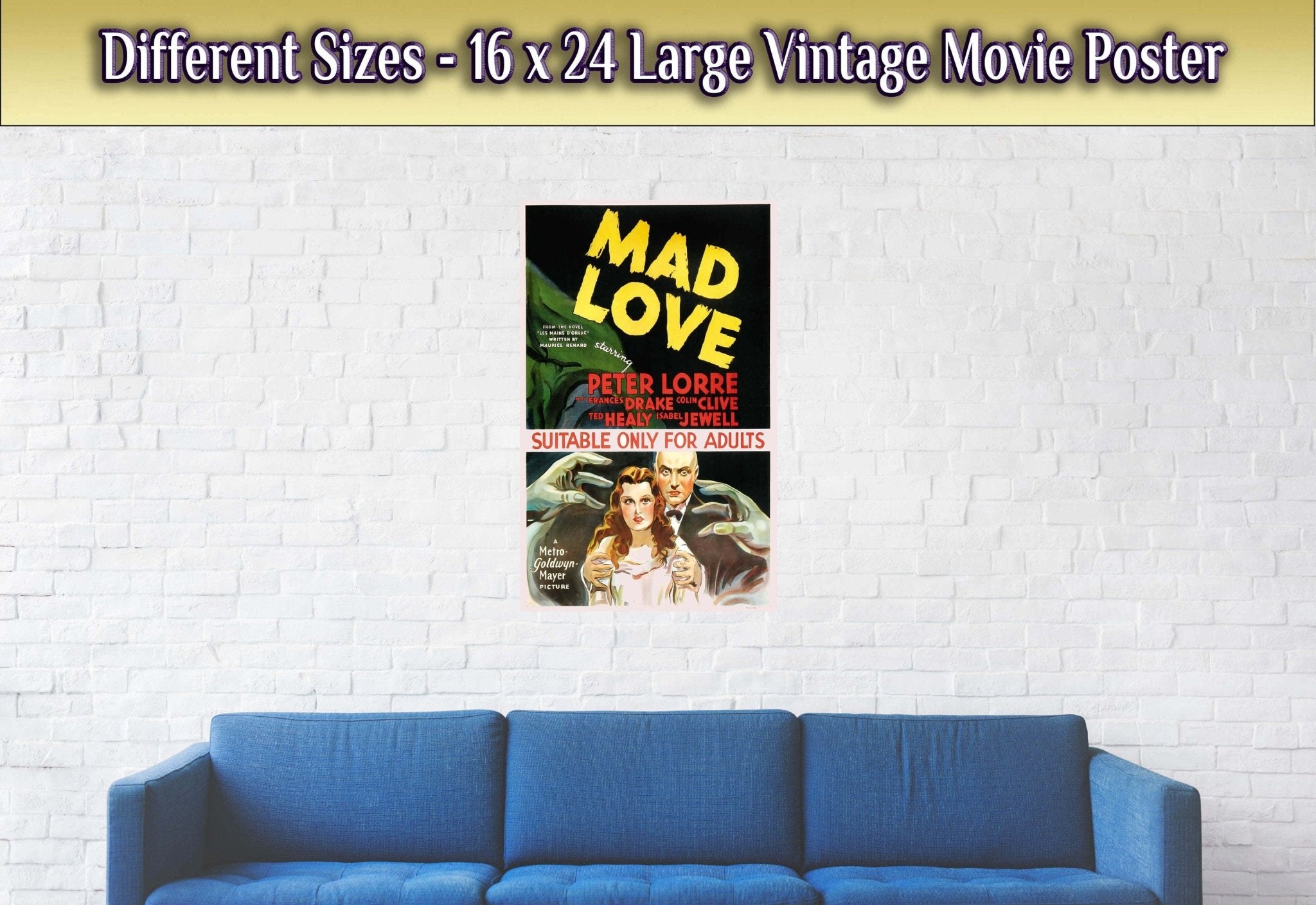 Vintage Movie Poster, Mad Love - Vintage 1935 Poster Movie Art - Peter Lorre, Frances Drake - WallArtPrints4U