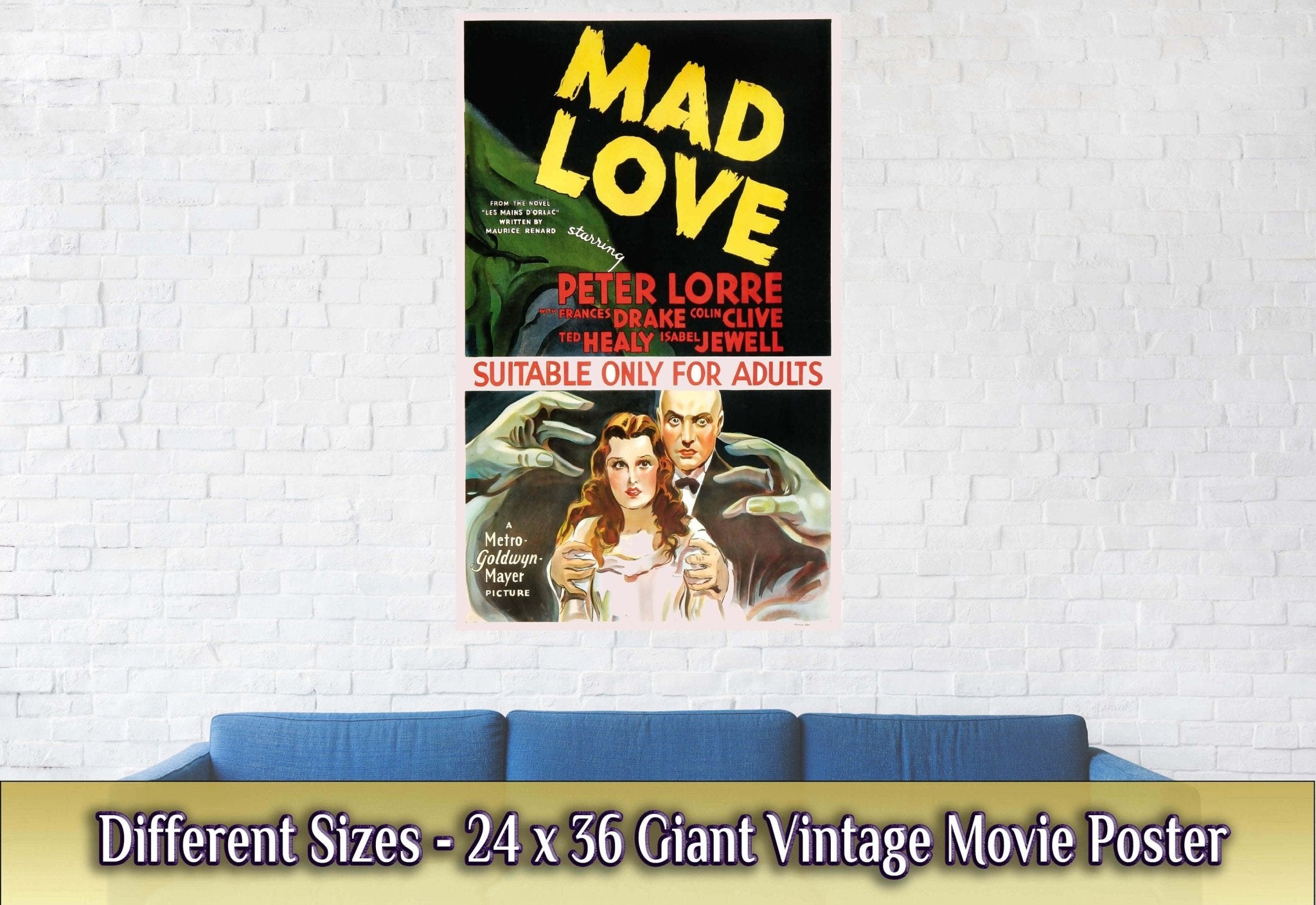 Vintage Movie Poster, Mad Love - Vintage 1935 Poster Movie Art - Peter Lorre, Frances Drake - WallArtPrints4U