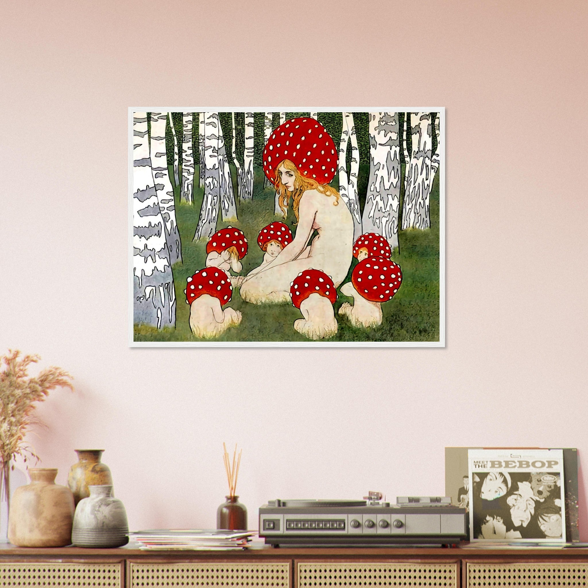 Vintage Mushroom Framed Print, Mother Mushroom Print - Vintage Mushroom Art - WallArtPrints4U
