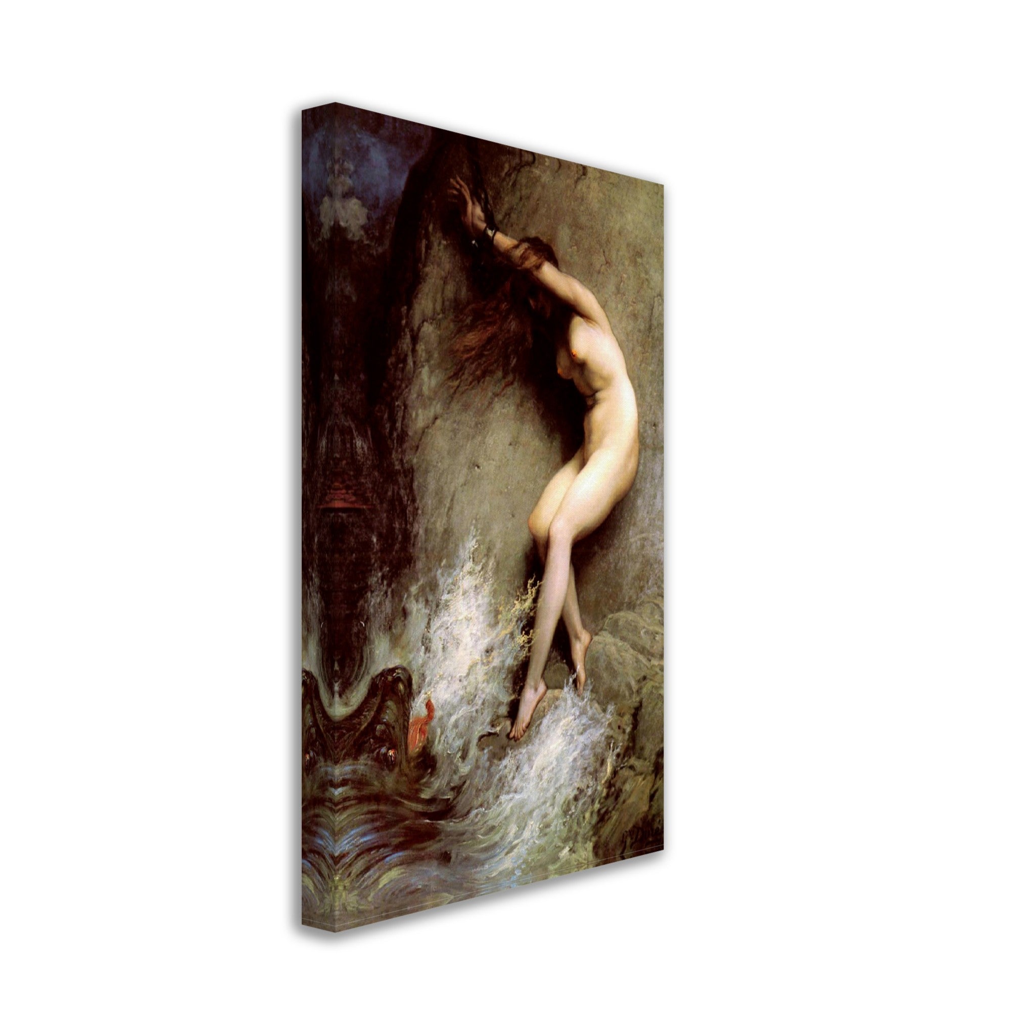 Vintage Nude Canvas - Andromeda Myth Canvas - Vintage Nude Canvas Print Andromeda Stripped And Chained To A Rock - WallArtPrints4U
