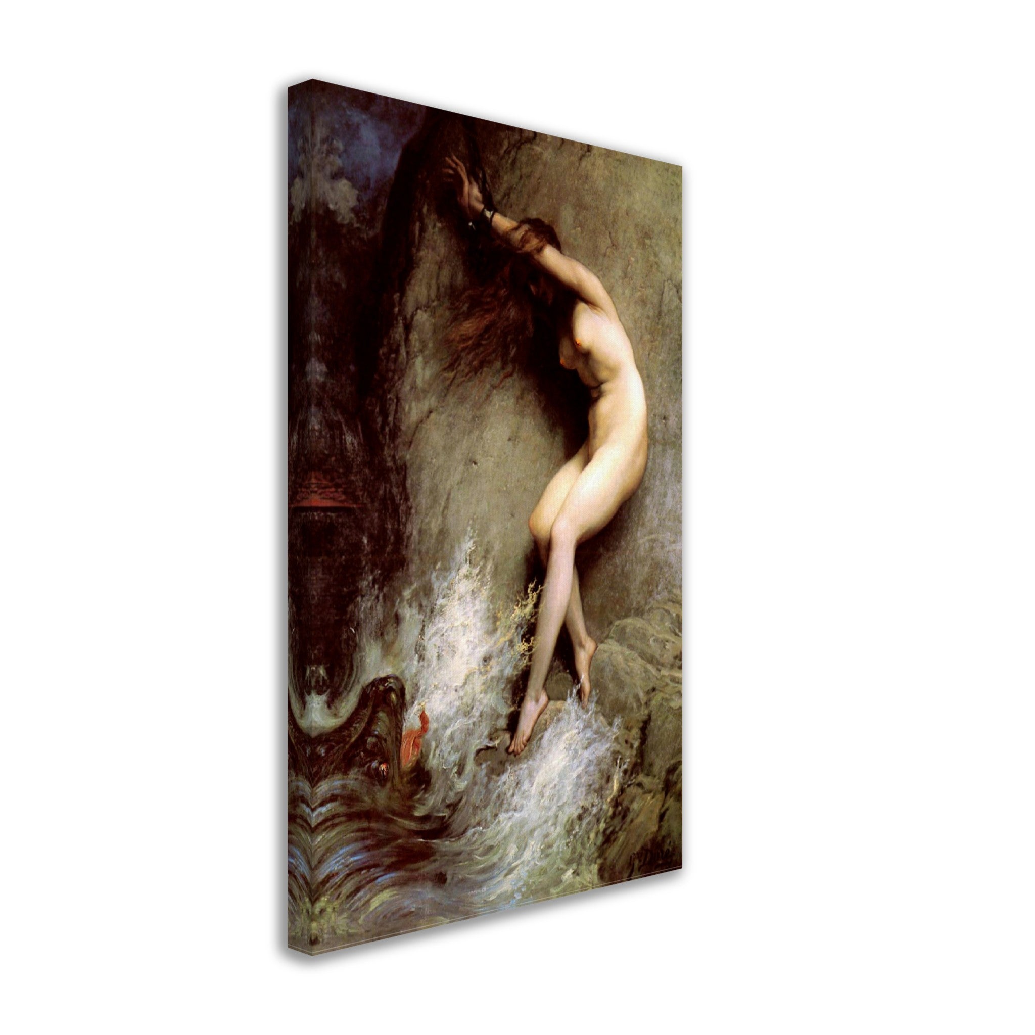 Vintage Nude Canvas - Andromeda Myth Canvas - Vintage Nude Canvas Print Andromeda Stripped And Chained To A Rock - WallArtPrints4U