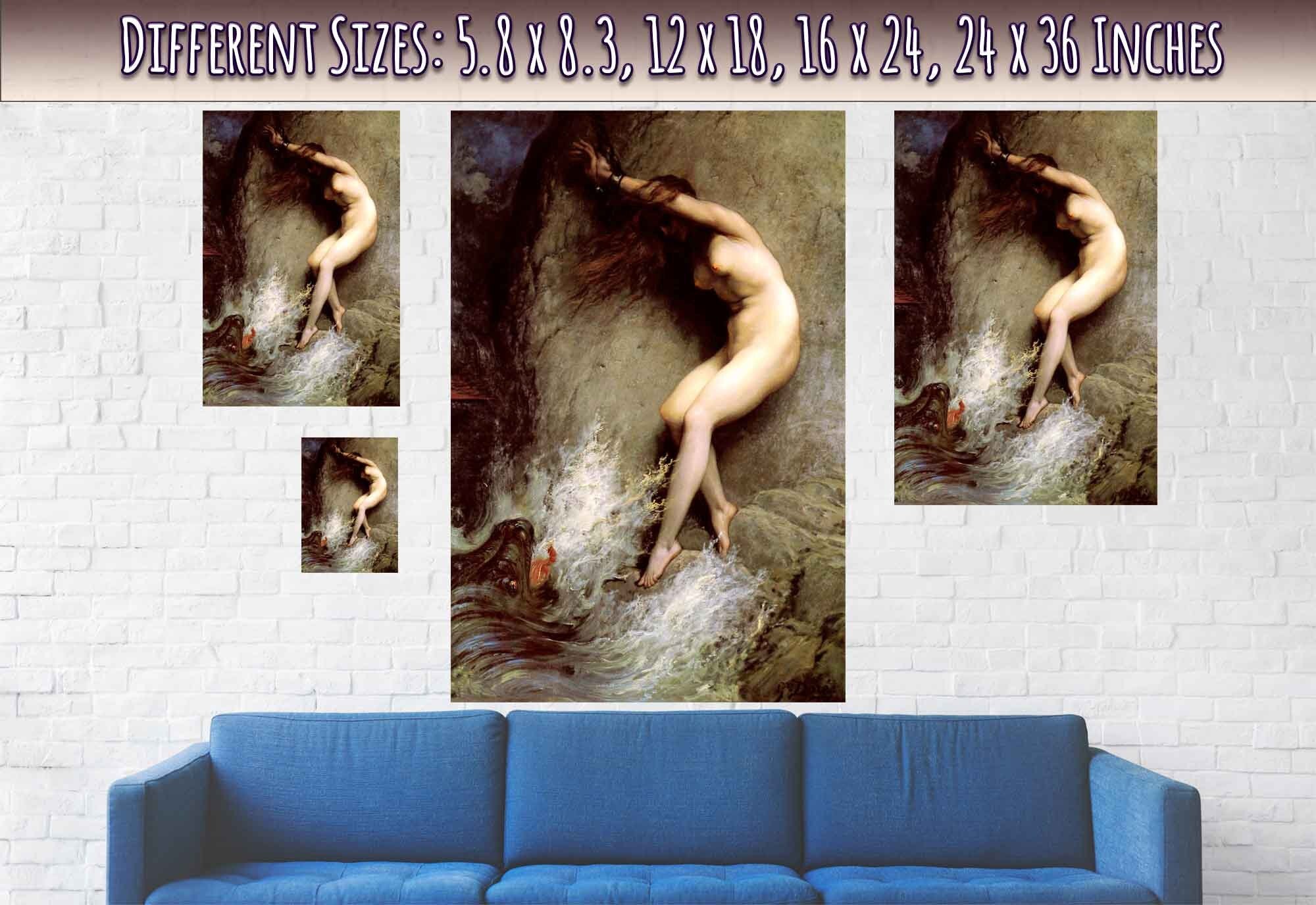 Vintage Nude Poster - Andromeda Myth Poster - Vintage Nude Print Andromeda Stripped And Chained To A Rock - WallArtPrints4U