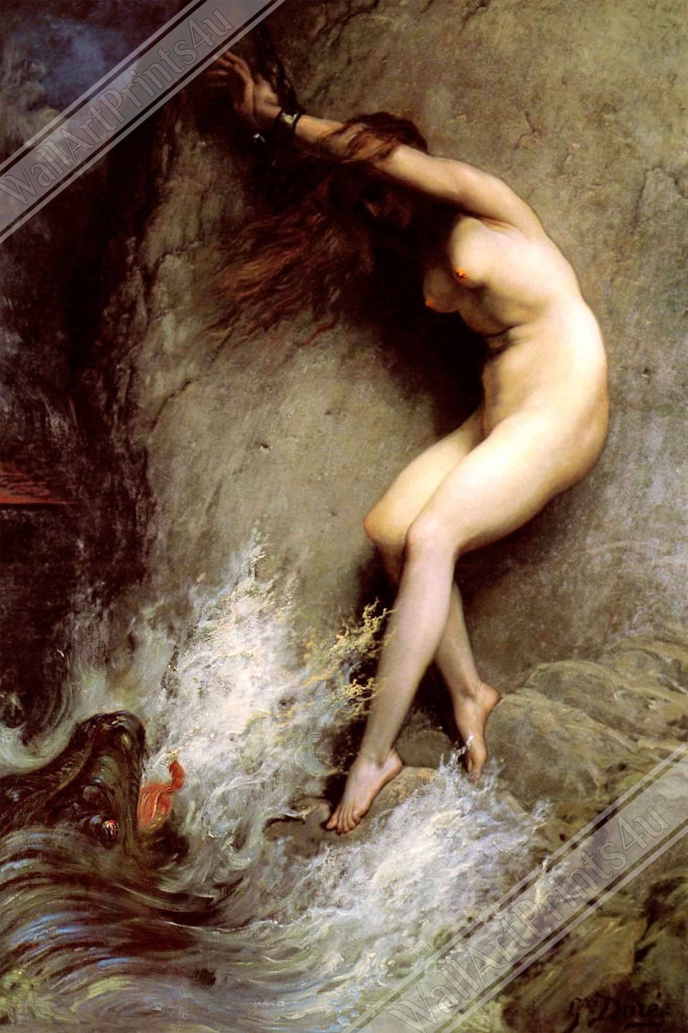 Vintage Nude Poster - Andromeda Myth Poster - Vintage Nude Print Andromeda Stripped And Chained To A Rock - WallArtPrints4U