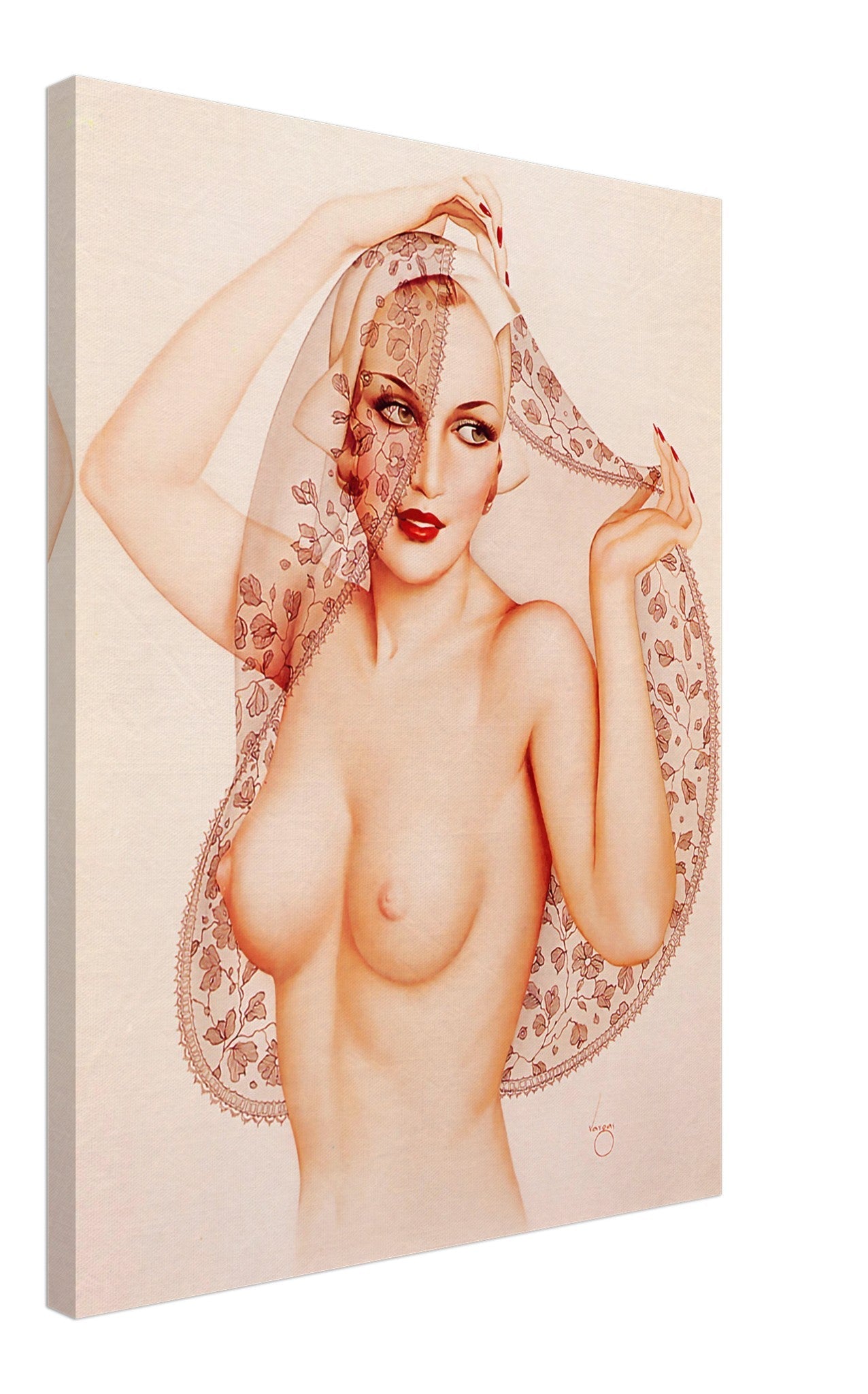 Vintage Pin Up Girl Canvas, Alberto Vargas, Topless Pin Up - Vintage Art - Retro Pin Up Girl Canvas Print - Late 1940's - 1950's - WallArtPrints4U