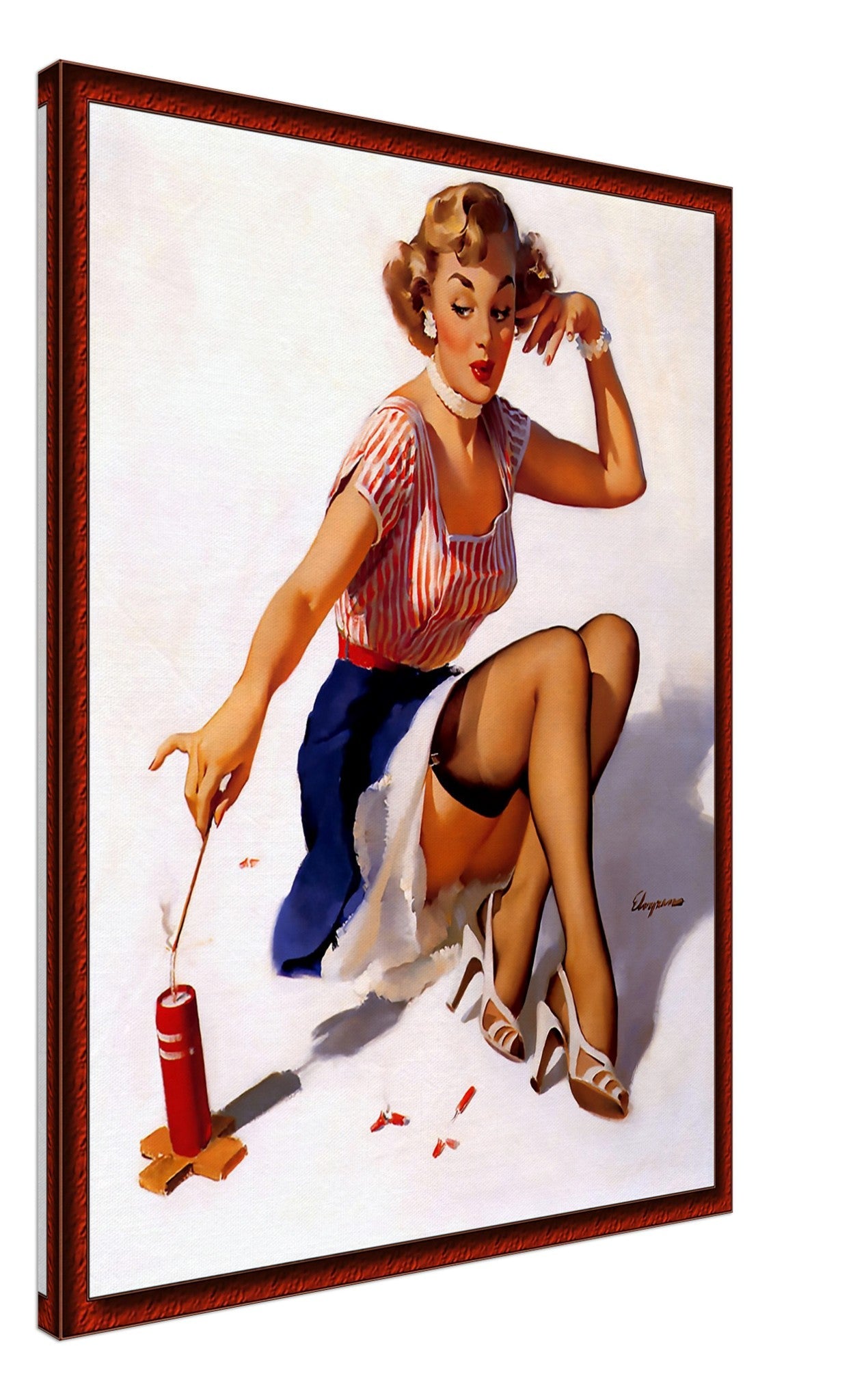 Vintage Pin Up Girl Canvas, Gil Elvgren, Looking For Trouble - Vintage Art - Retro Pin Up Girl Canvas Print - Late 1940'S - 1950'S - WallArtPrints4U