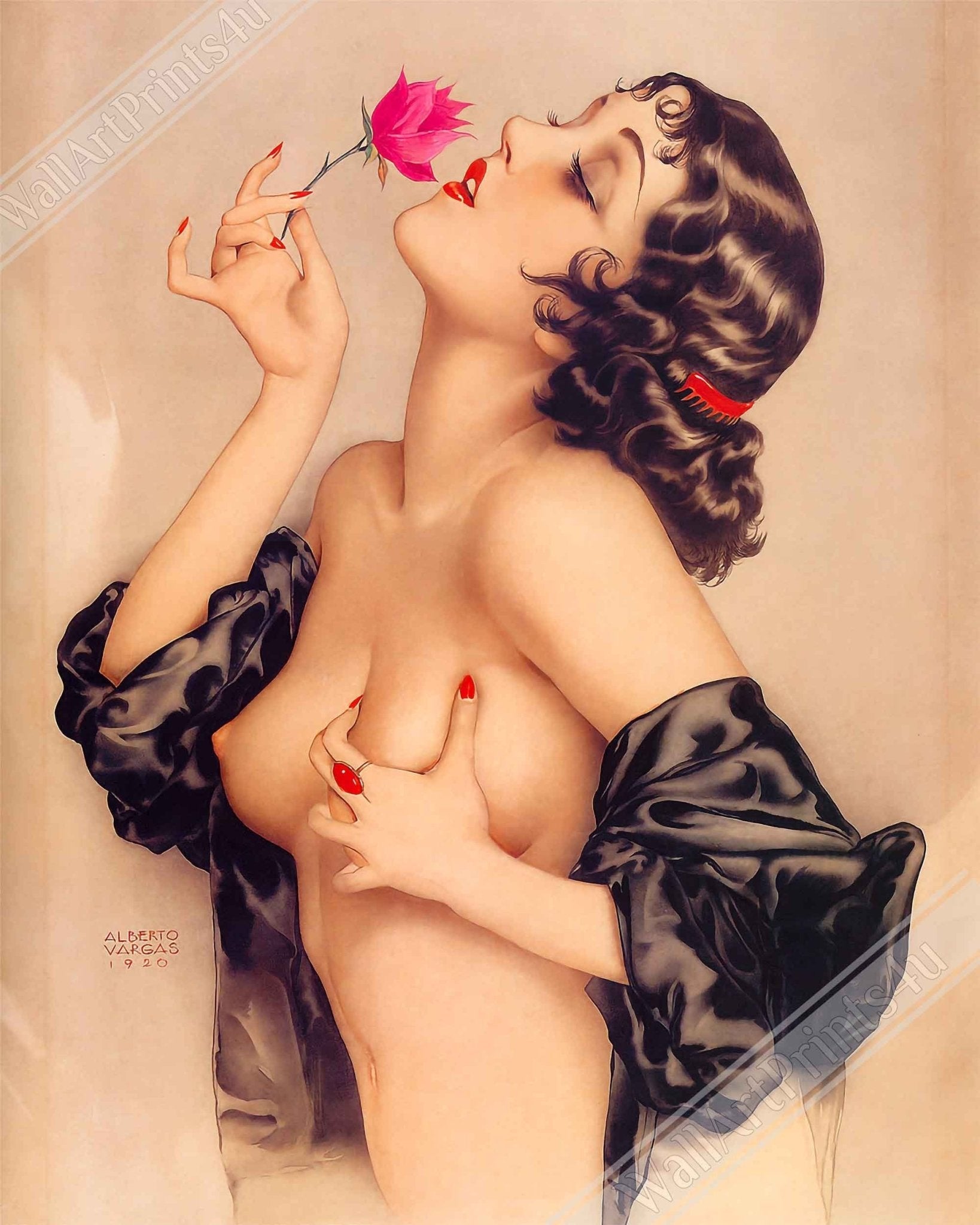 Vintage Pin Up Girl Poster, Alberto Vargas, Olive Thomas Pin Up Retro Print - From 1920 - WallArtPrints4U